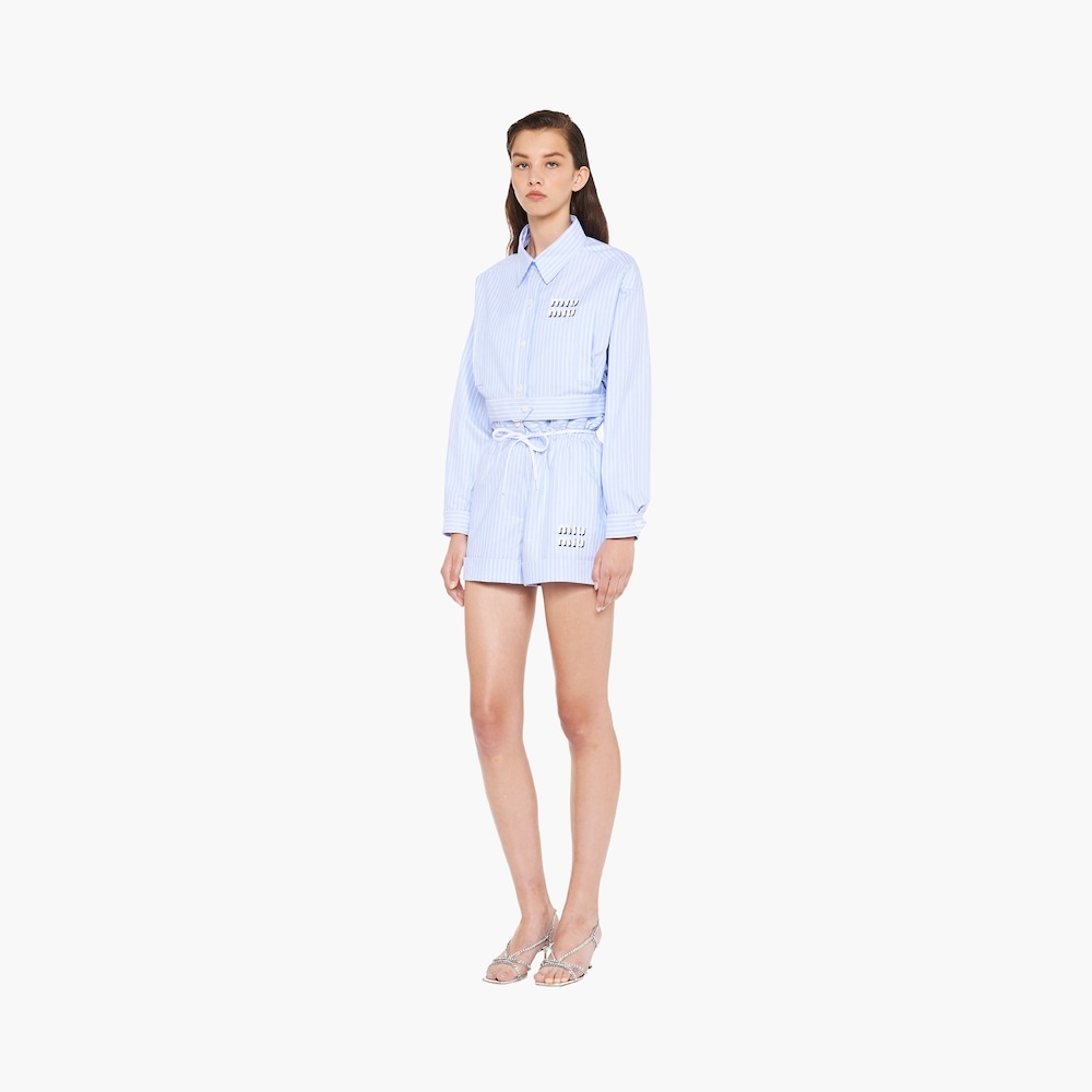 Embroidered Oxford cotton Bermudas - 2