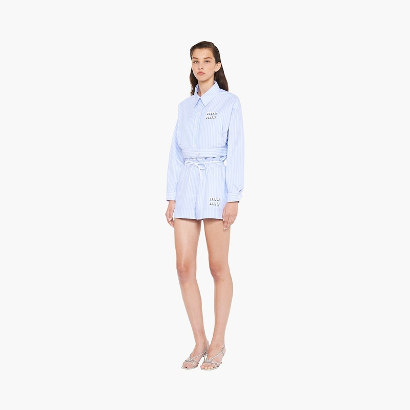 Miu Miu Embroidered Oxford cotton Bermudas outlook