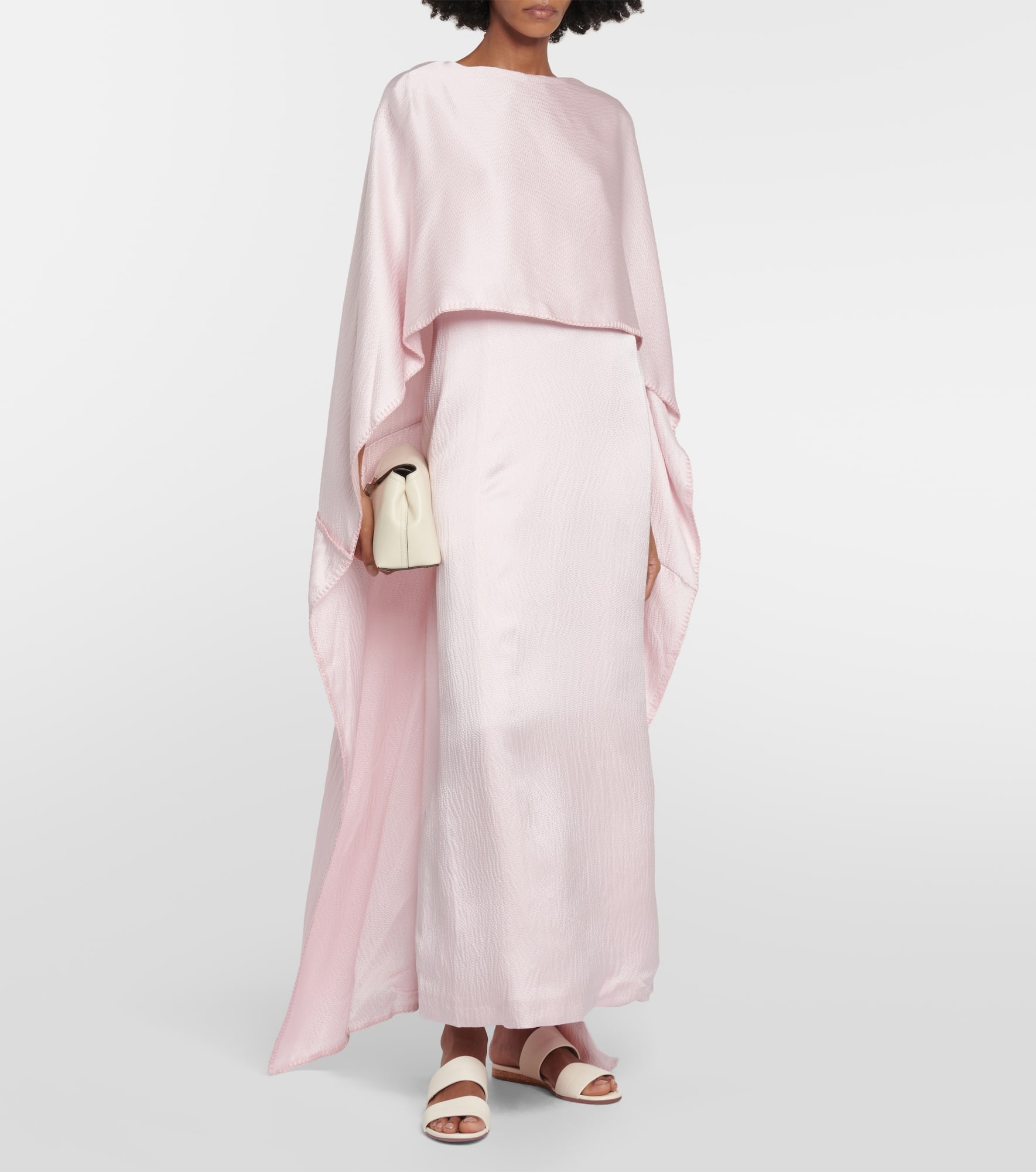 Caped silk satin gown - 2