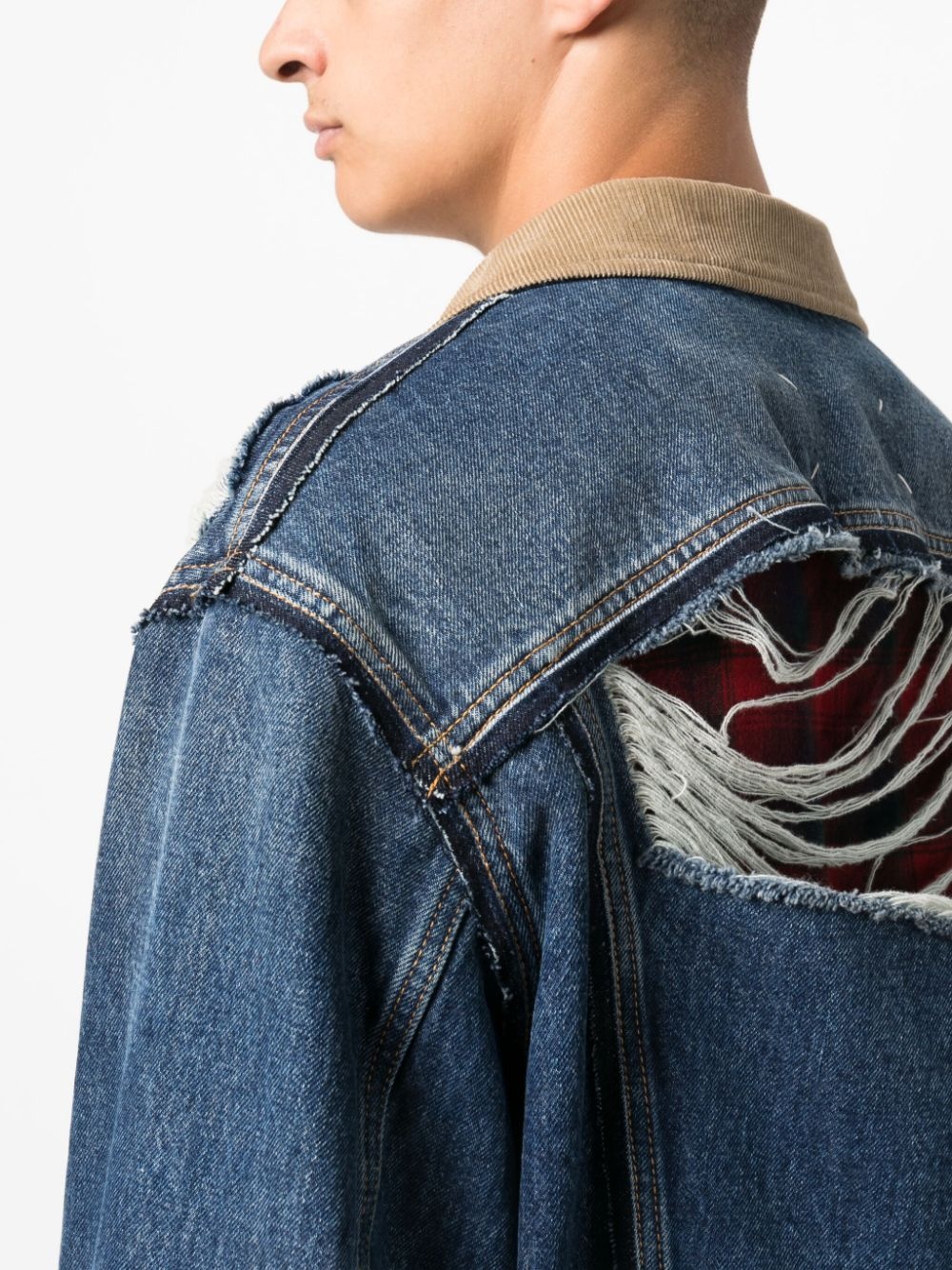 ripped-detailing denim jacket - 5