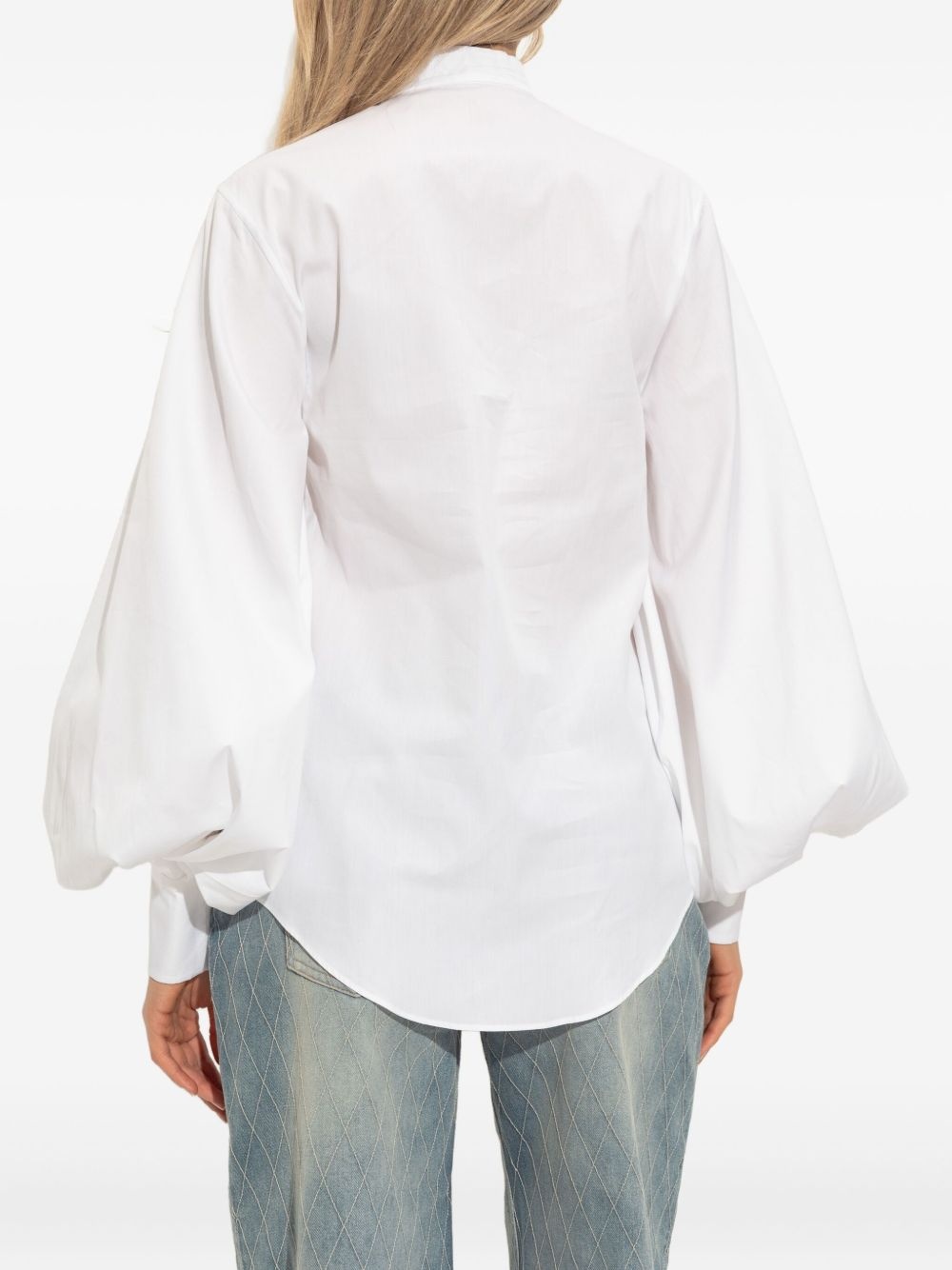 balloon-sleeve band-collar shirt - 4