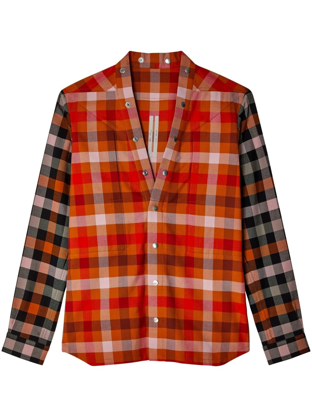 check-print panelled shirt - 1