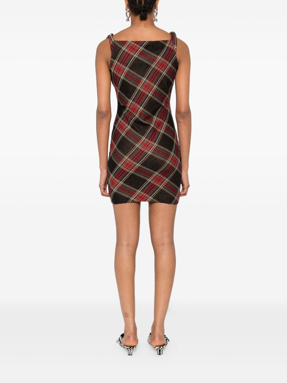 plaid cowl-neck dress - 4