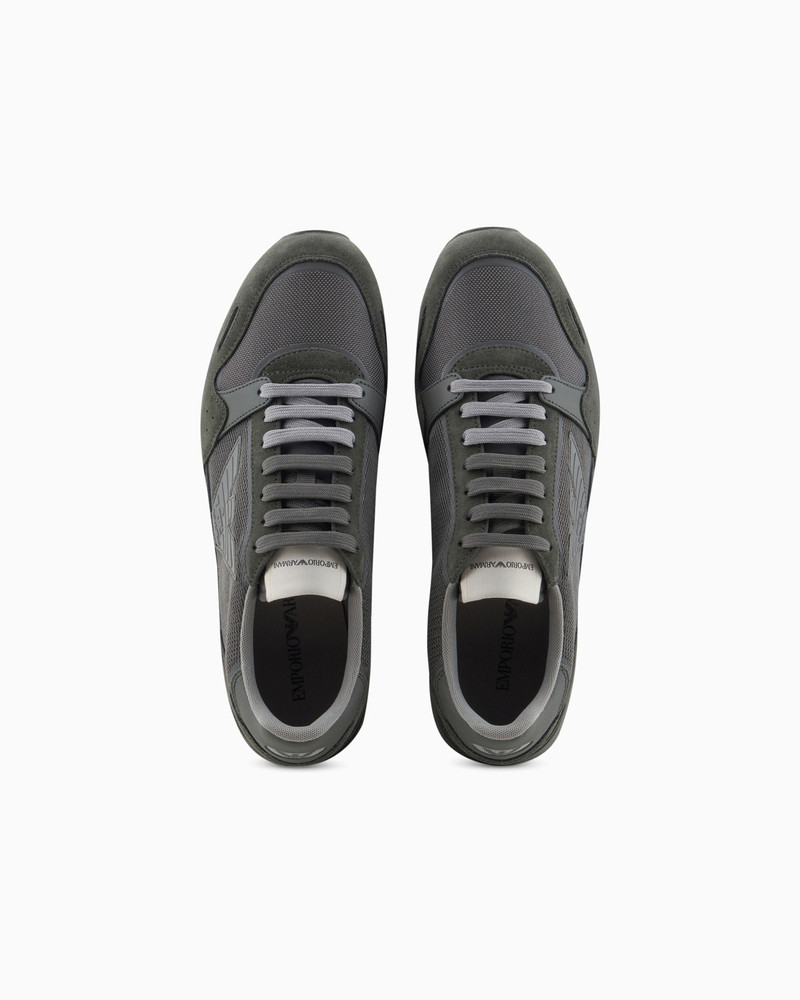 Mesh sneakers with suede details and eagle patch 3