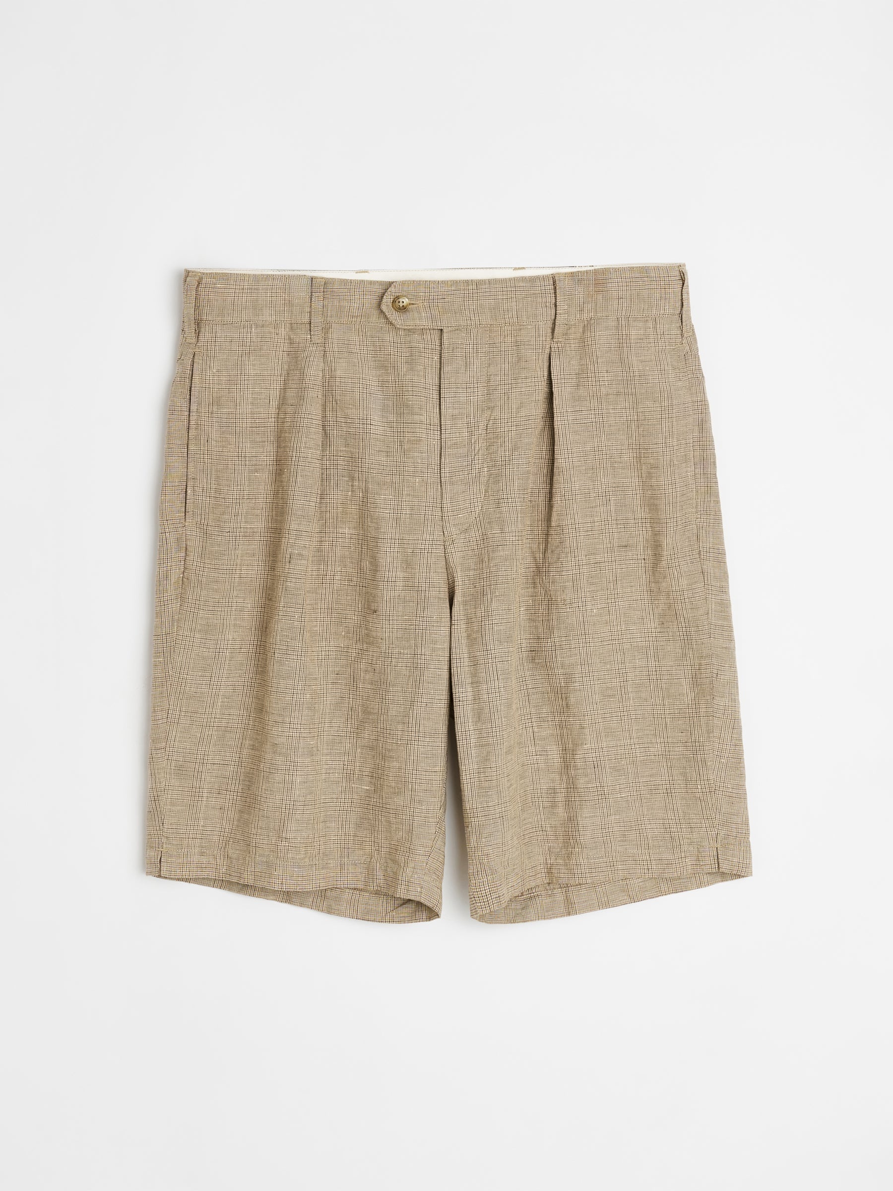 ENGINEERED GARMENTS SUNSET SHORT BEIGE LINEN GLEN PLAID - 1