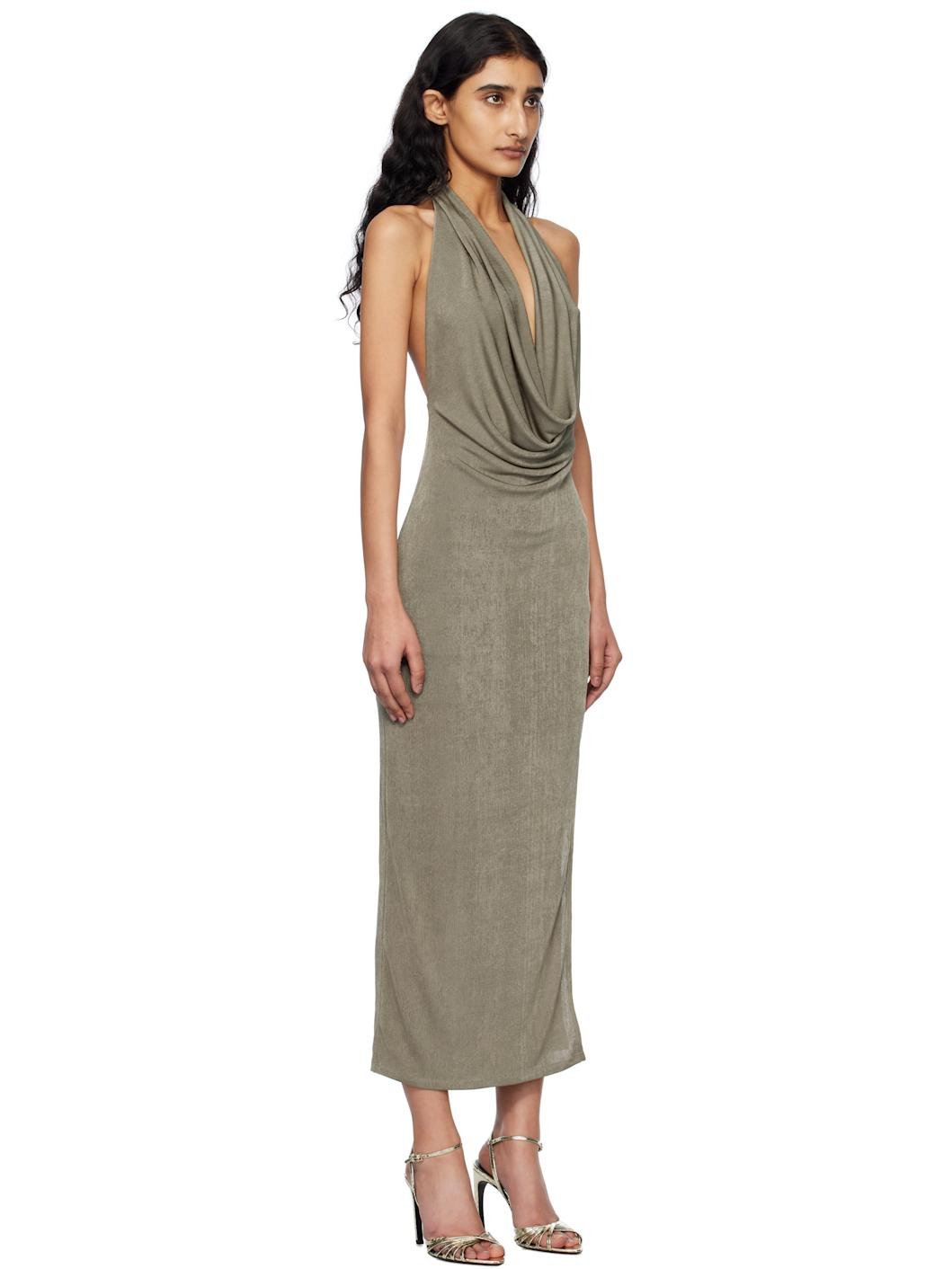 Taupe Cowl Neck Maxi Dress - 2