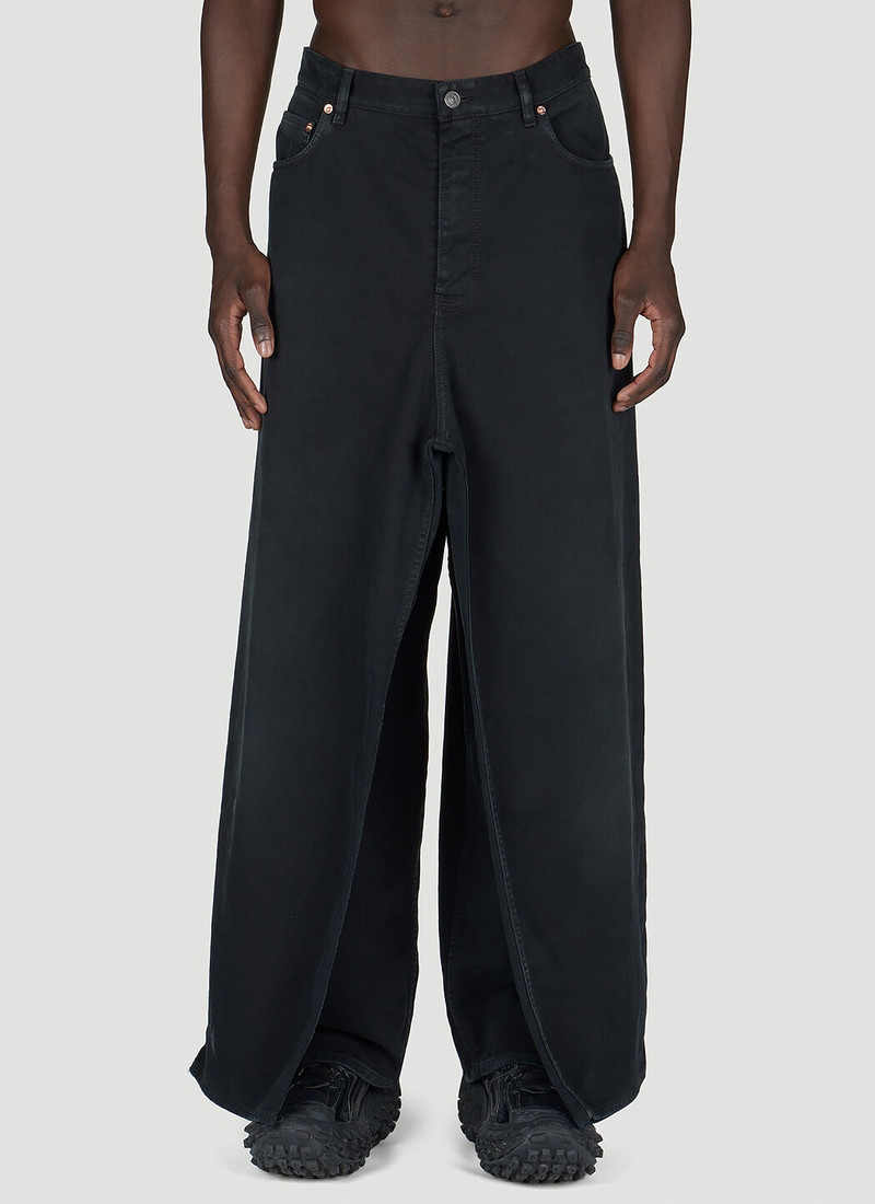 Double-Front Draped Denim Jeans 1