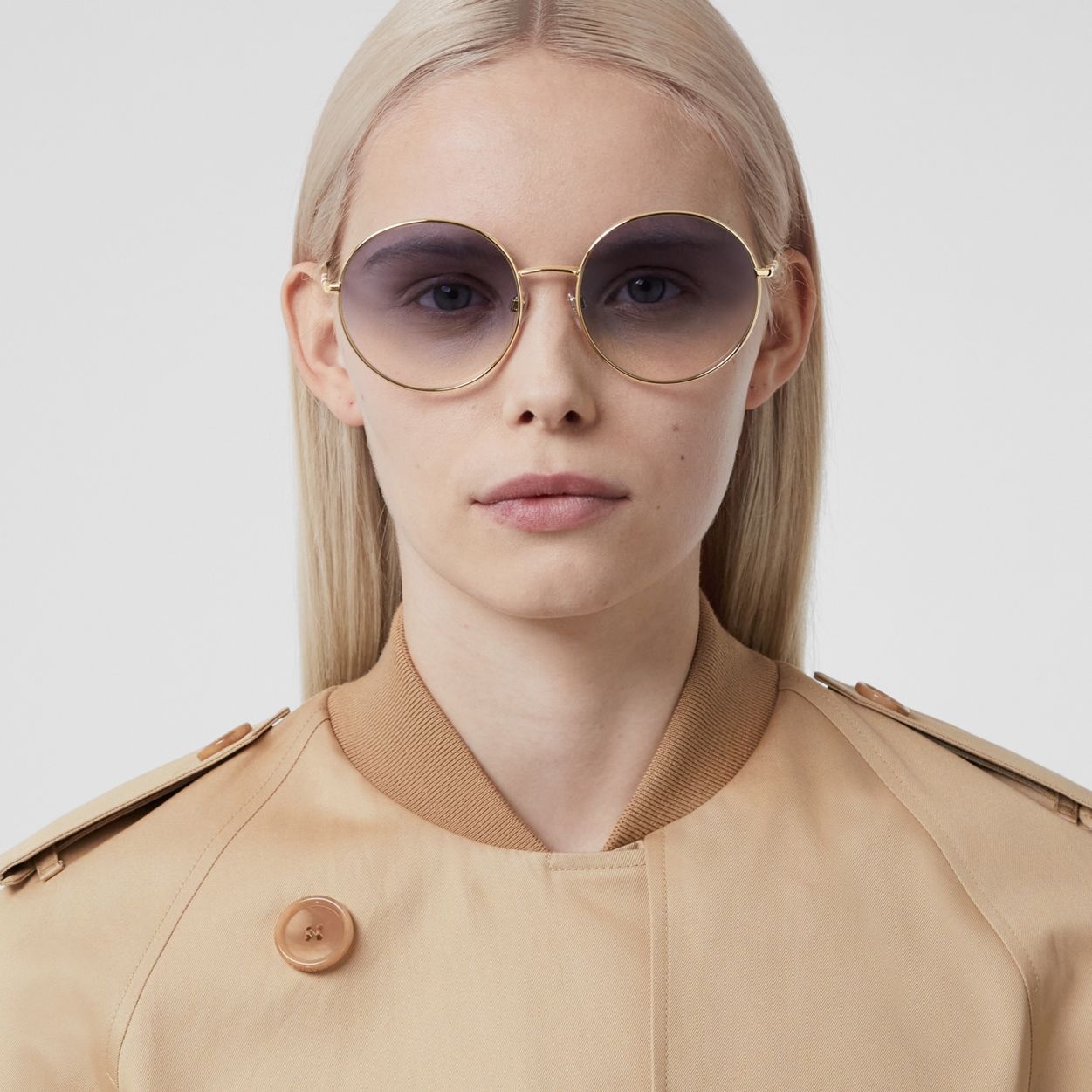 Icon Stripe Detail Round Frame Sunglasses - 3