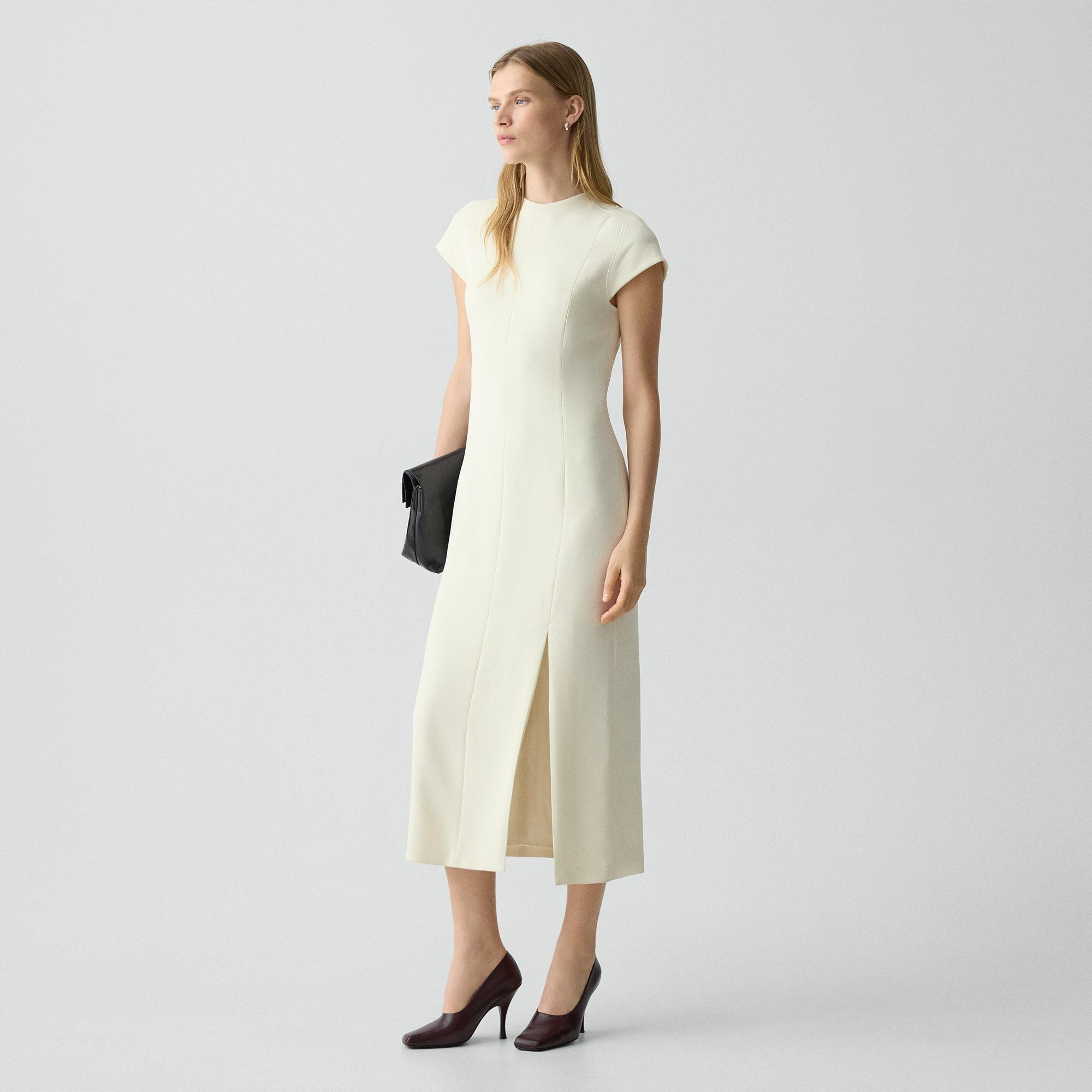 Short-Sleeve Midi Dress in Admiral Crepe - 3