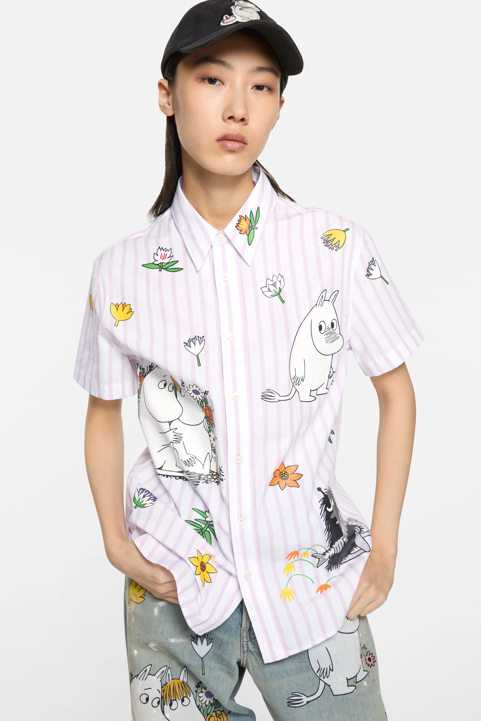 Short sleeve shirt Acne Studios x Moomin - White/Rose pink - 4