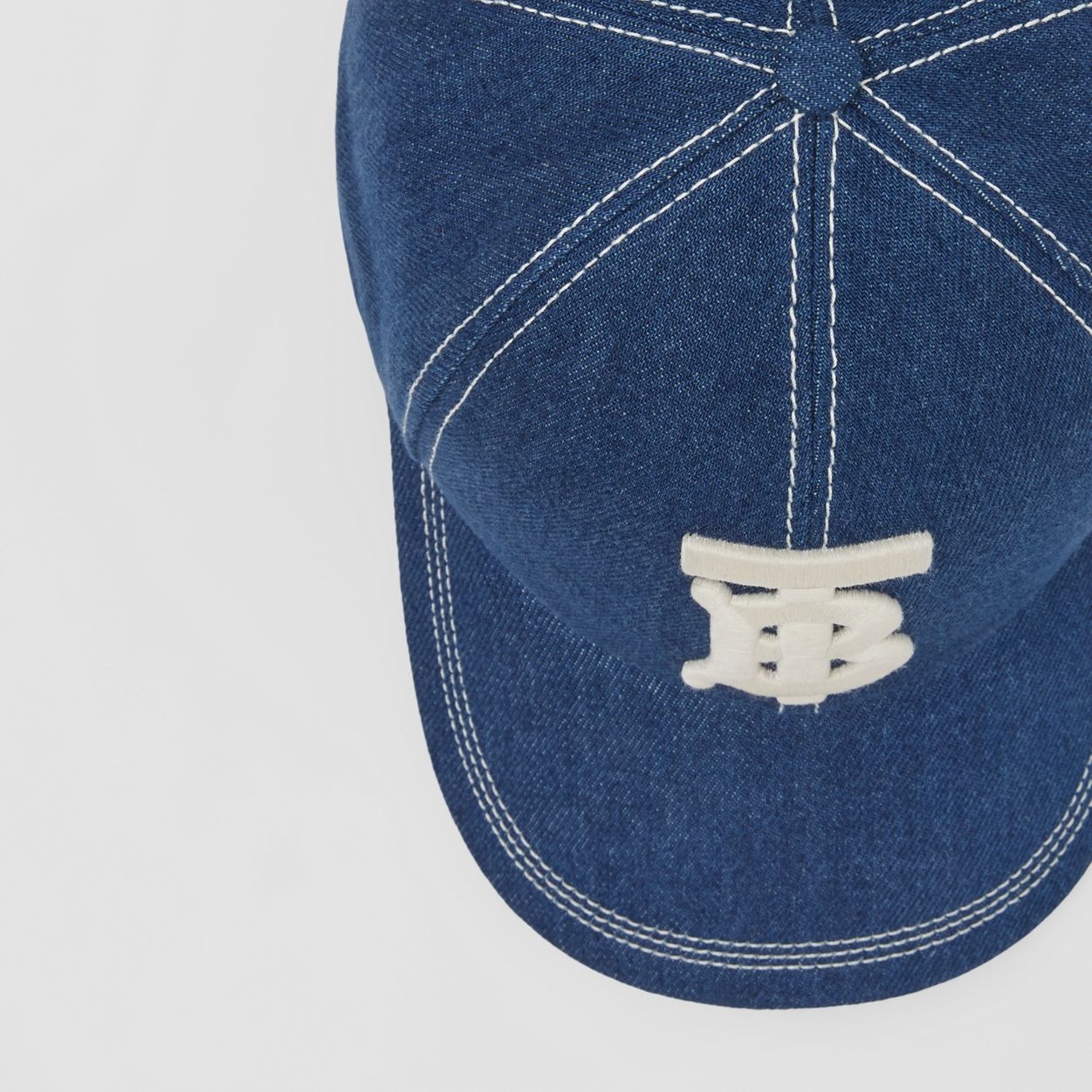 Monogram Motif Topstitched Denim Baseball Cap - 2