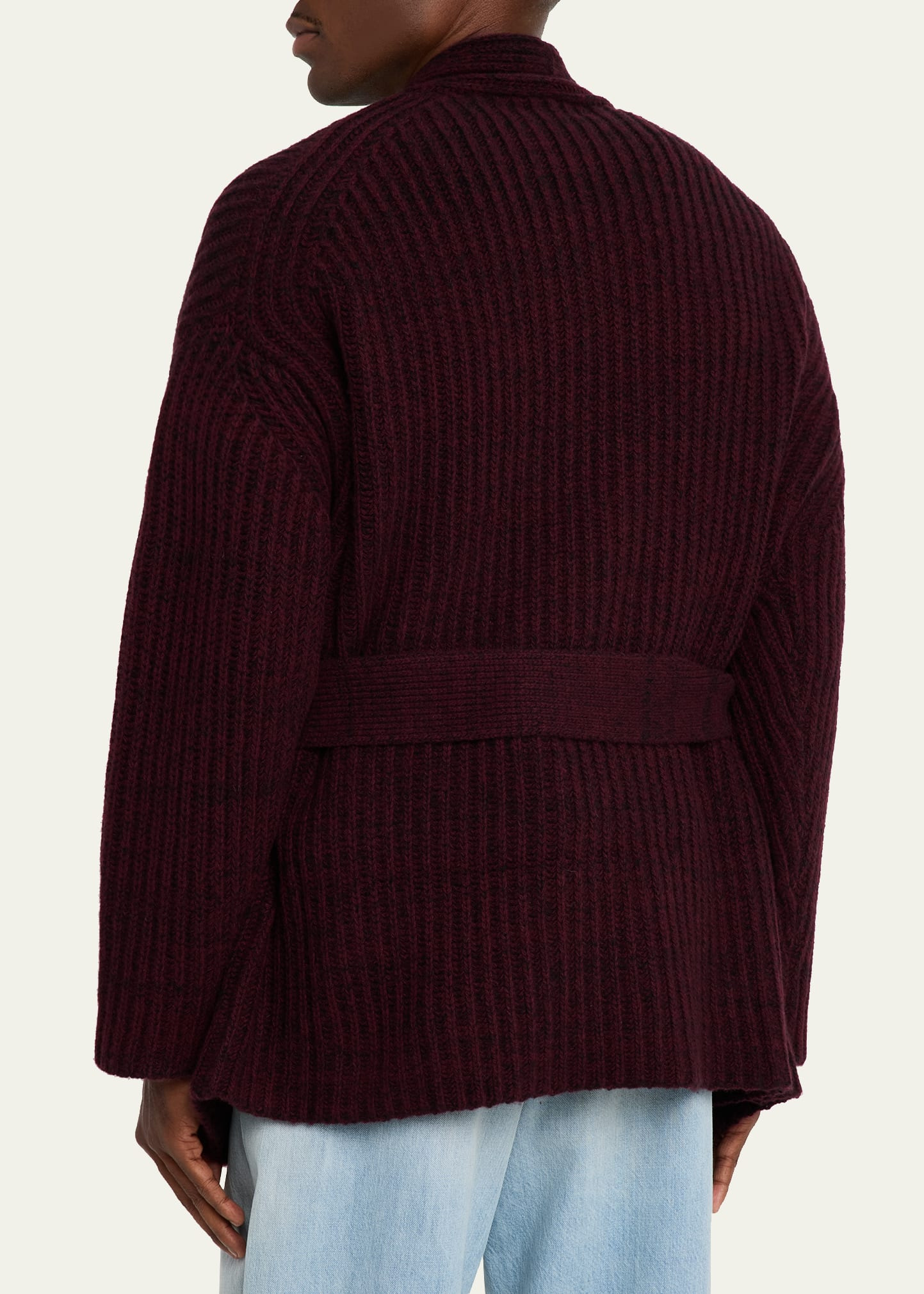 Men's Marled Merino Wool Belted Cardigan - 3