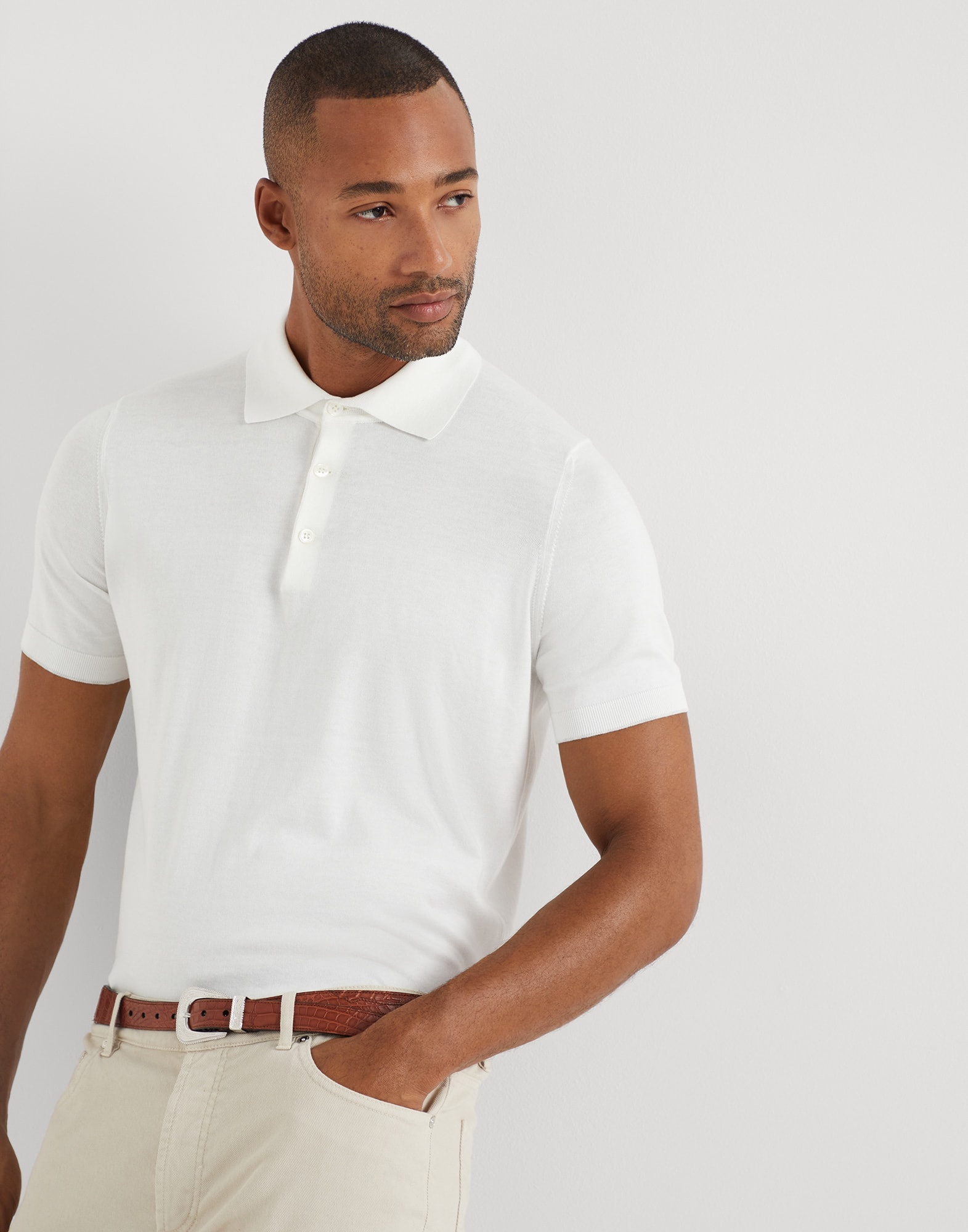 Cotton lightweight knit polo - 4