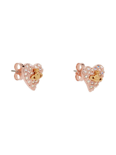 Vivienne Westwood Rose Gold Tiny Diamante Heart Earrings outlook