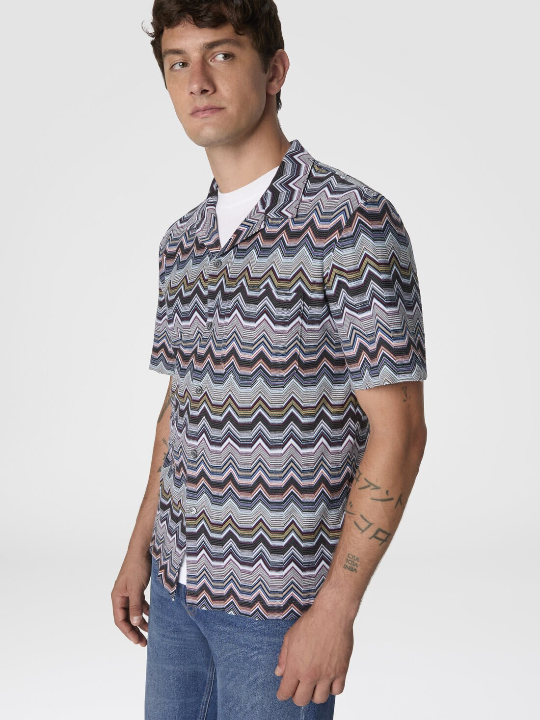 Bowling Shirt with Geometric Zigzag - 4