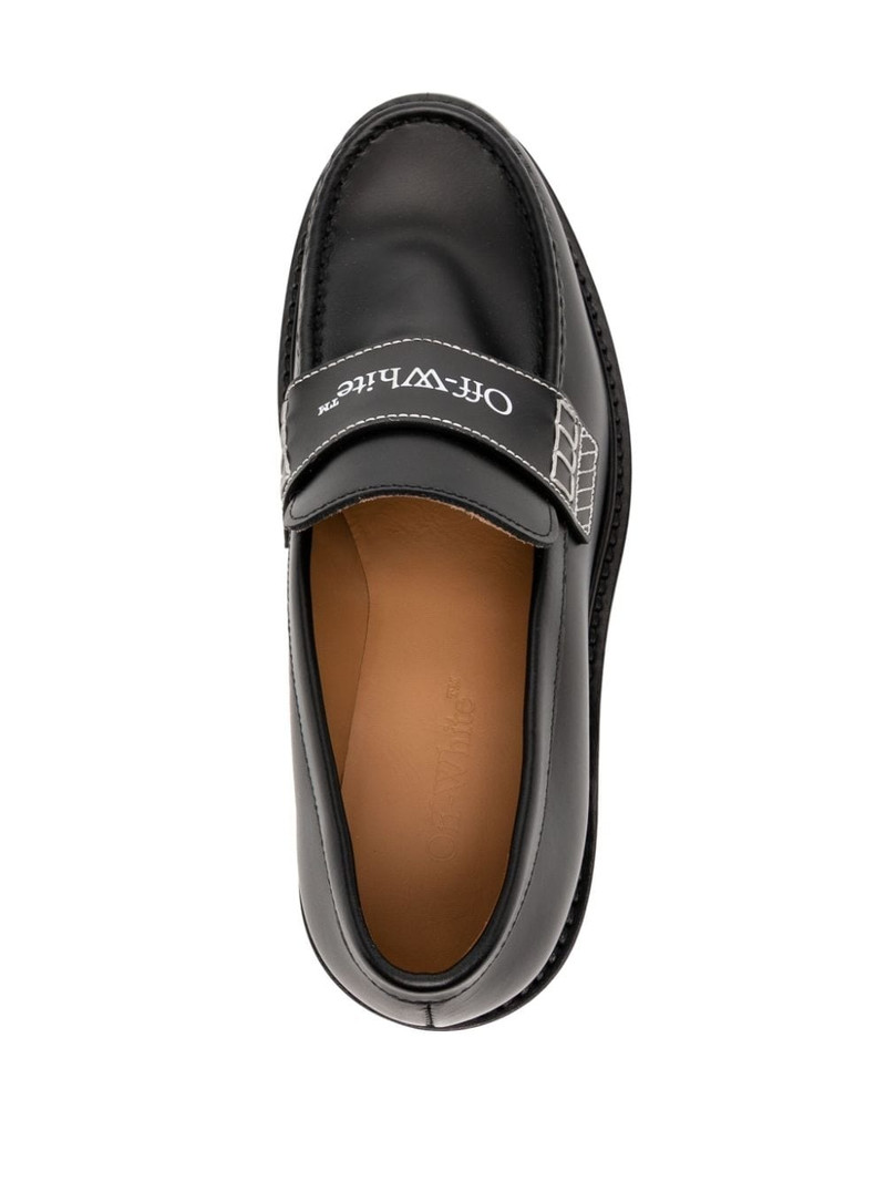 Military logo-print leather loafers 4