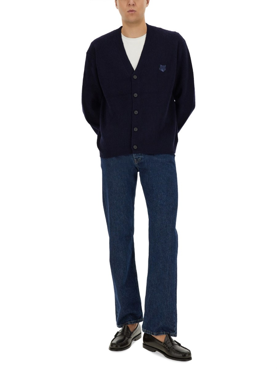 RIBBED CARDIGAN WITH BOLD FOX HEAD PATCH - 2