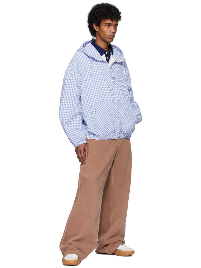 Marni Blue & White Gingham Seersucker Hooded Jacket outlook