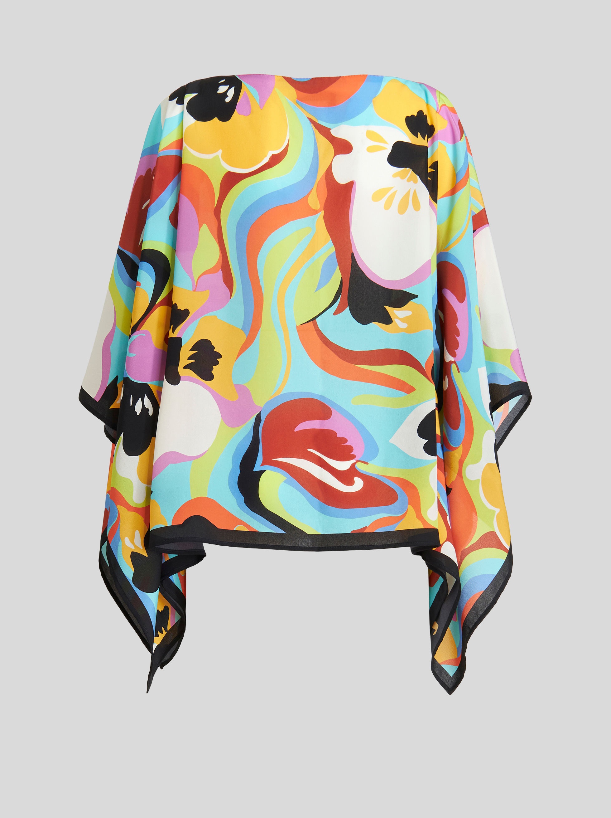 PRINTED SILK PONCHO - 5