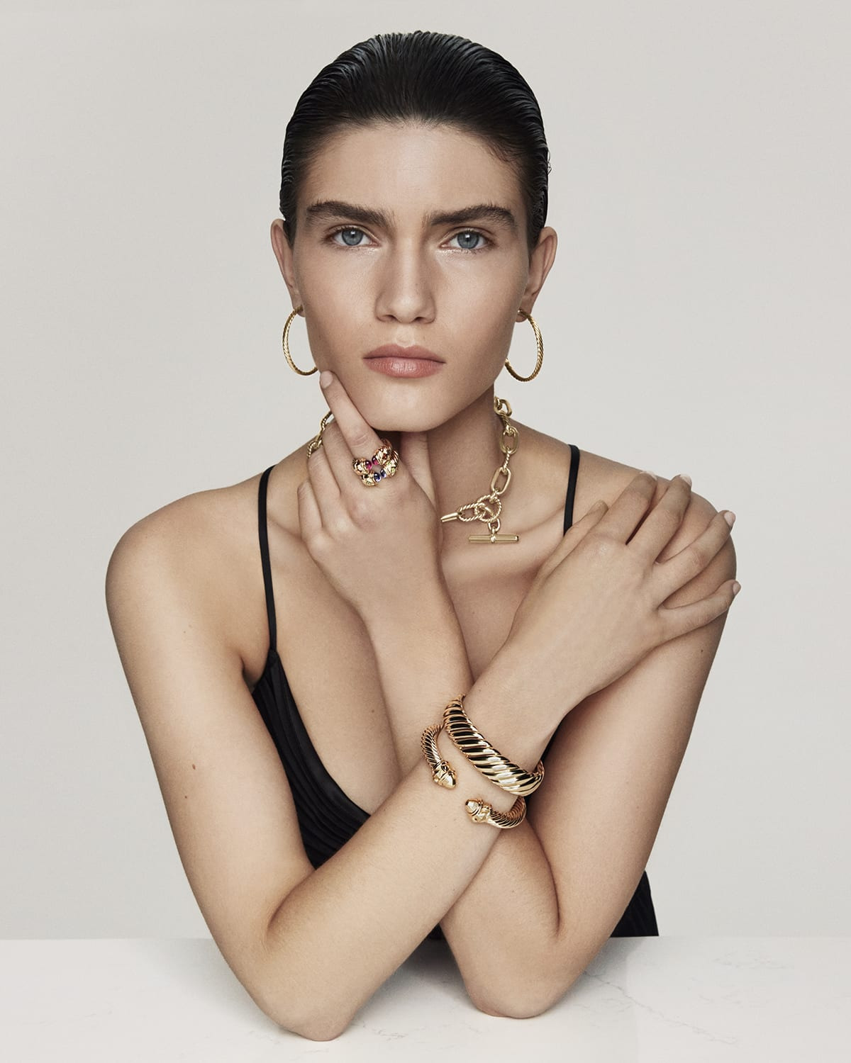 14mm Sculpted Cable Bracelet in 18K Gold - 3