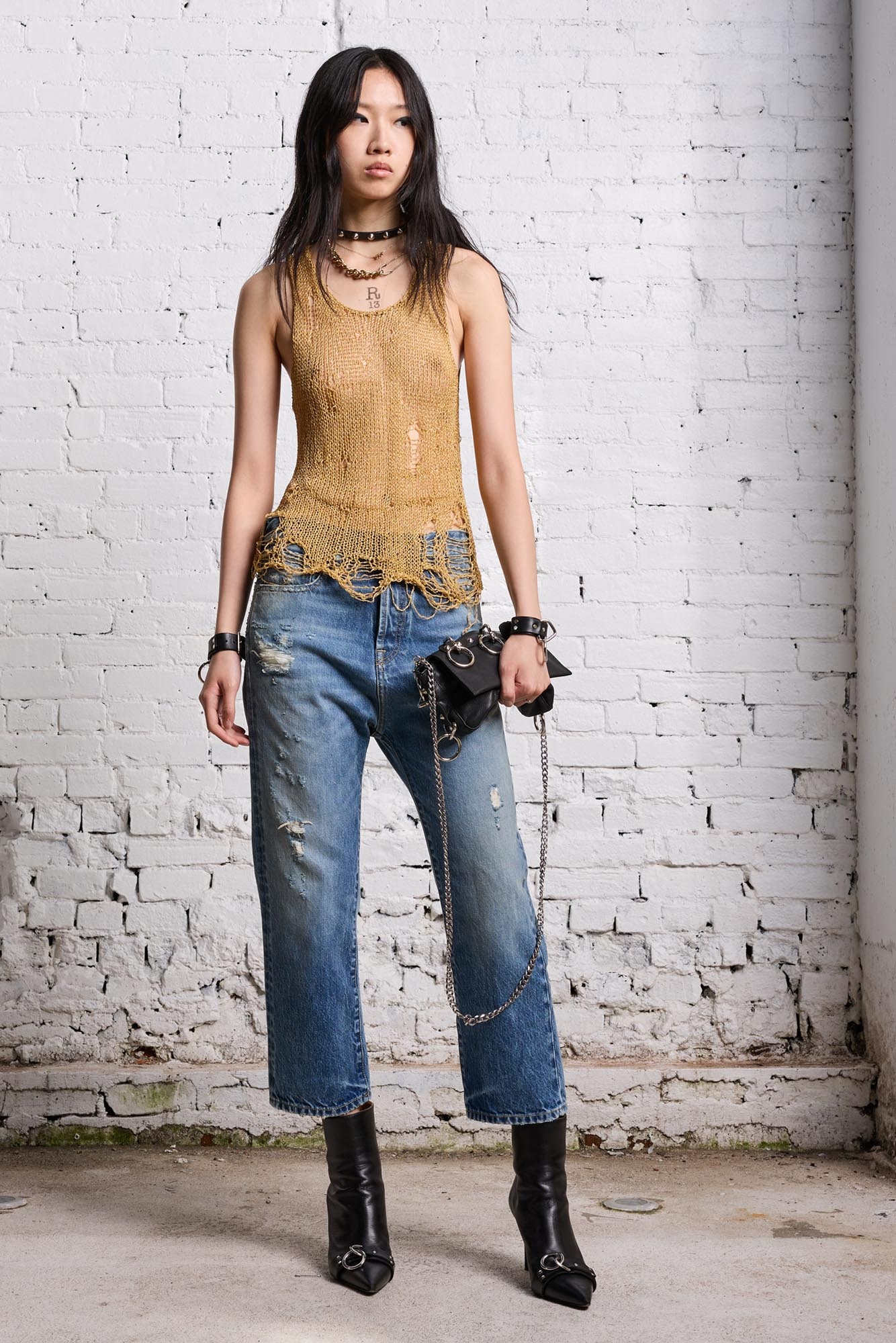 THREADBARE TANK TOP - GOLD - 3