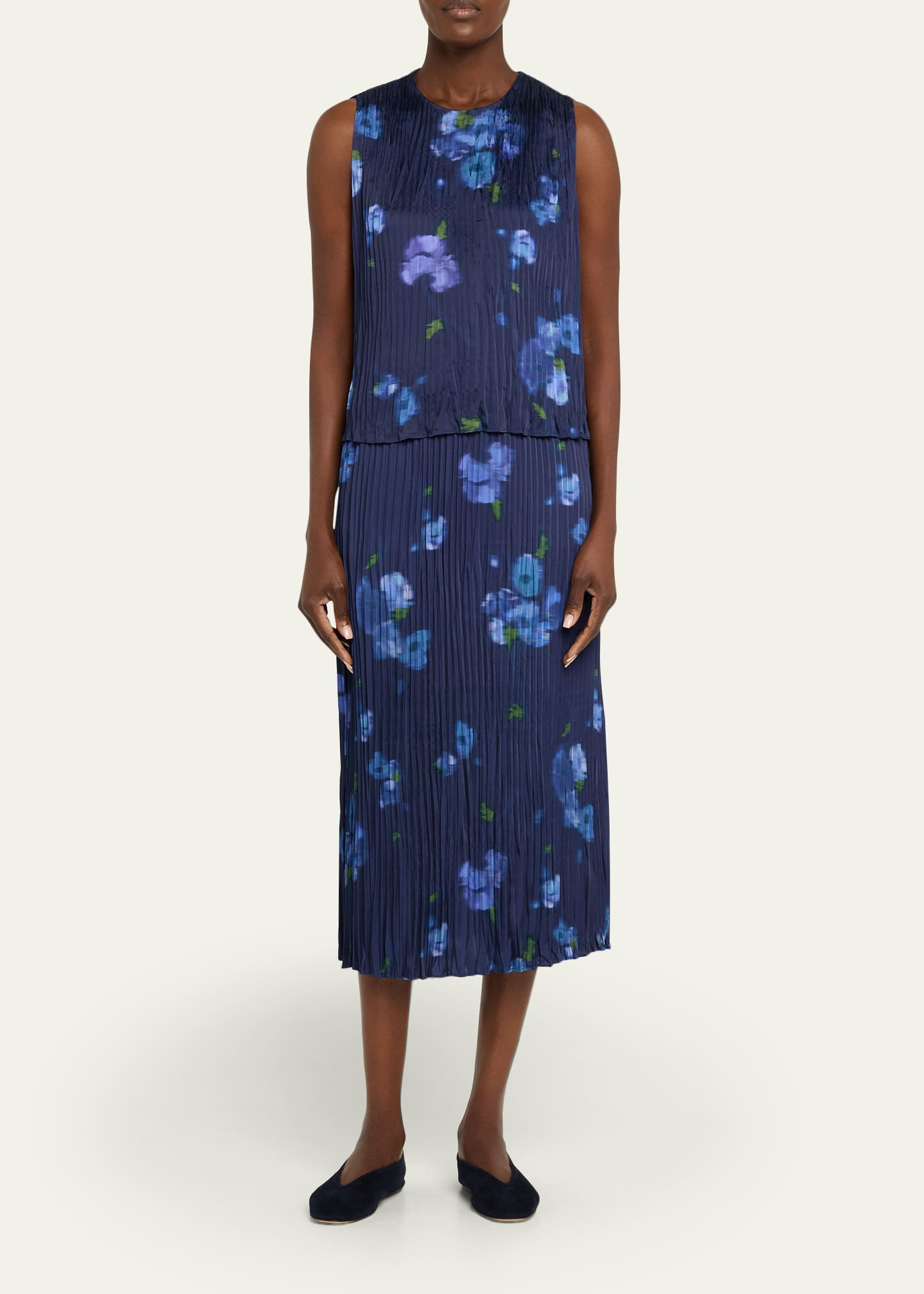 Blurred Poppy Column Skirt - 2