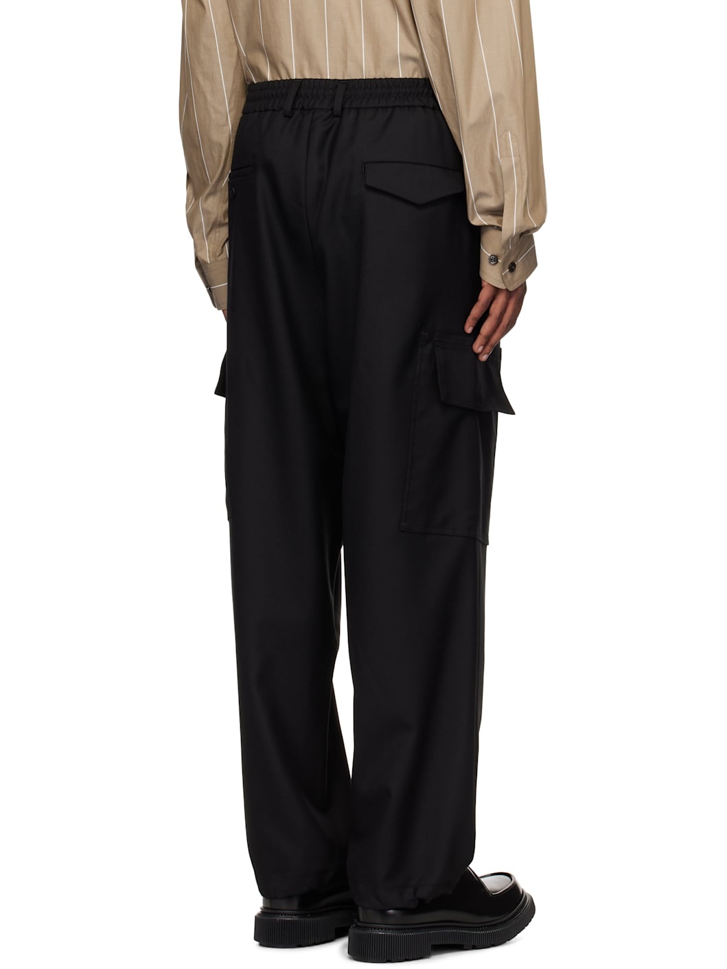 Black Wool Twill Cargo Pants - 3