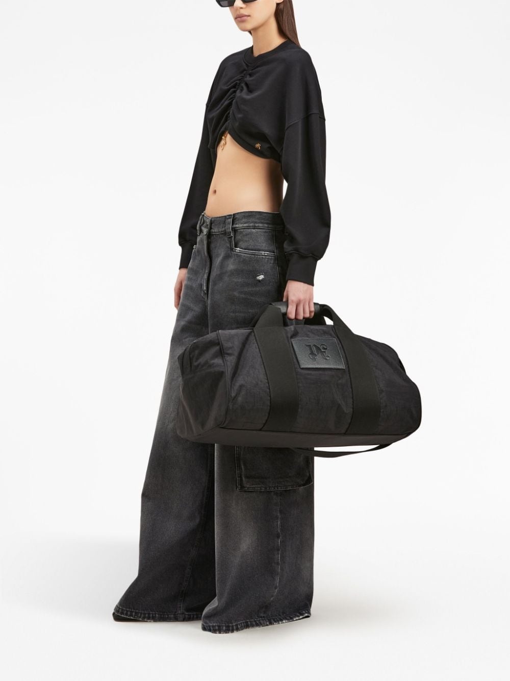 ruched-detail cropped sweatshirt - 2