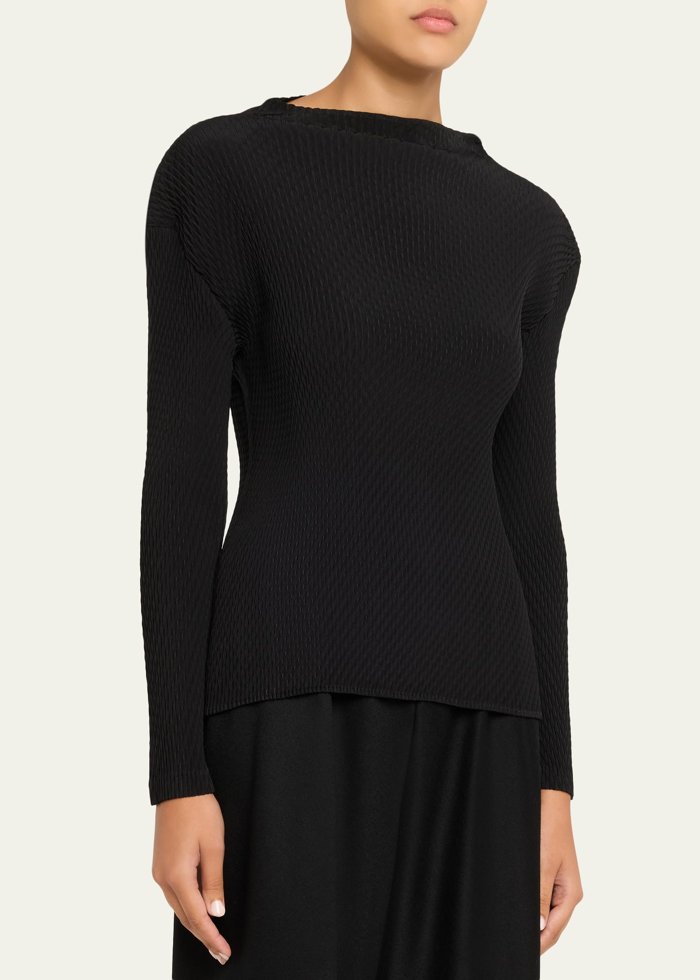 Orbicular Pleated Long-Sleeve Top - 4