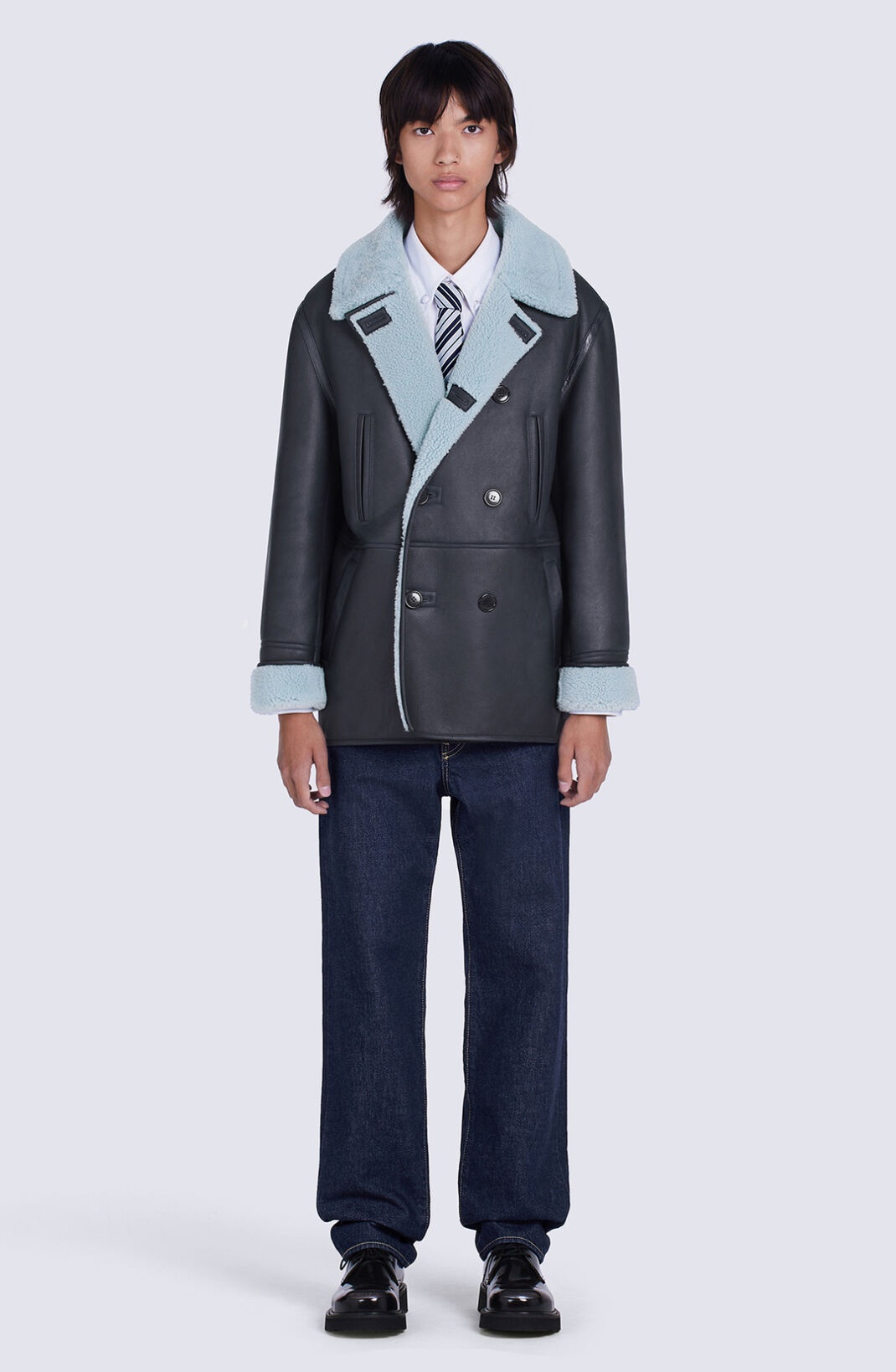 Leather pea coat - 3