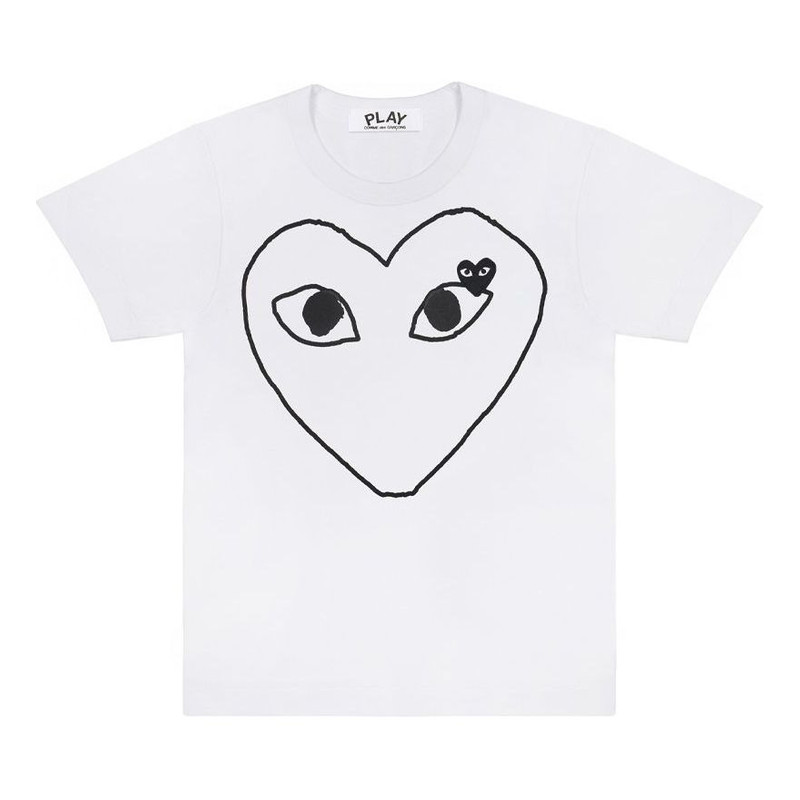 (WMNS) COMME des GARCONS PLAY Outlined Heart Tee 'White Black' AZ-T101-051-1 1