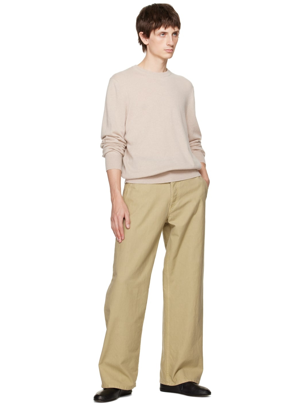 The Row Beige Riggs Trousers | ssense | REVERSIBLE