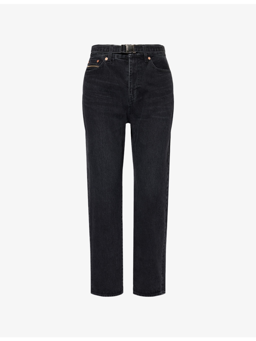 Belted Straight-Leg Denim Jeans - 1