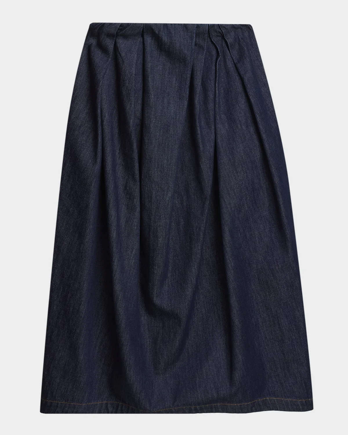 Sonista Pleated Denim Midi Skirt - 1