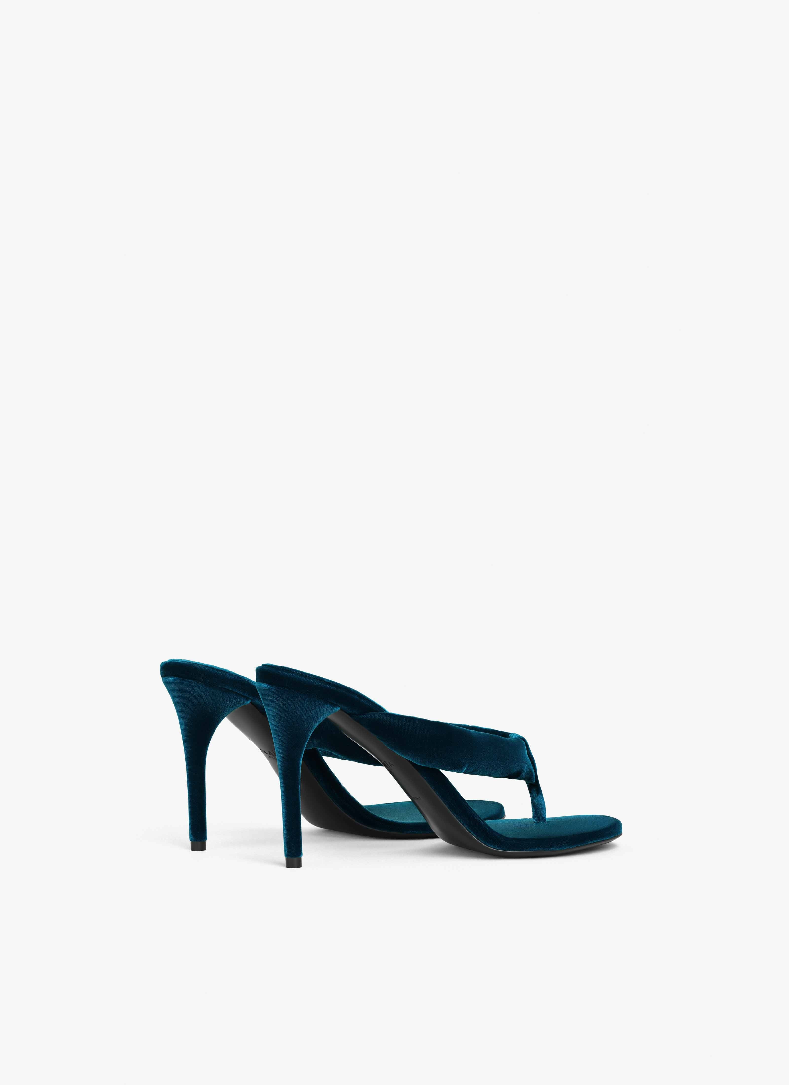 HEEL THONG MULES IN VELVET - 2