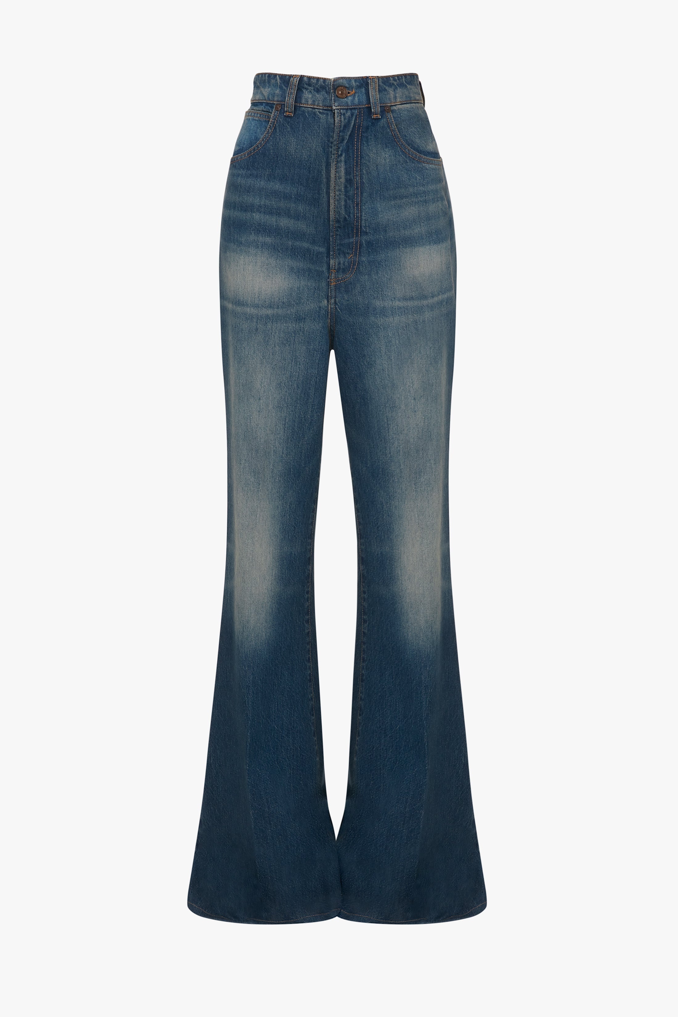 Wide Leg Kick Jean In Broken Vintage Wash - 1