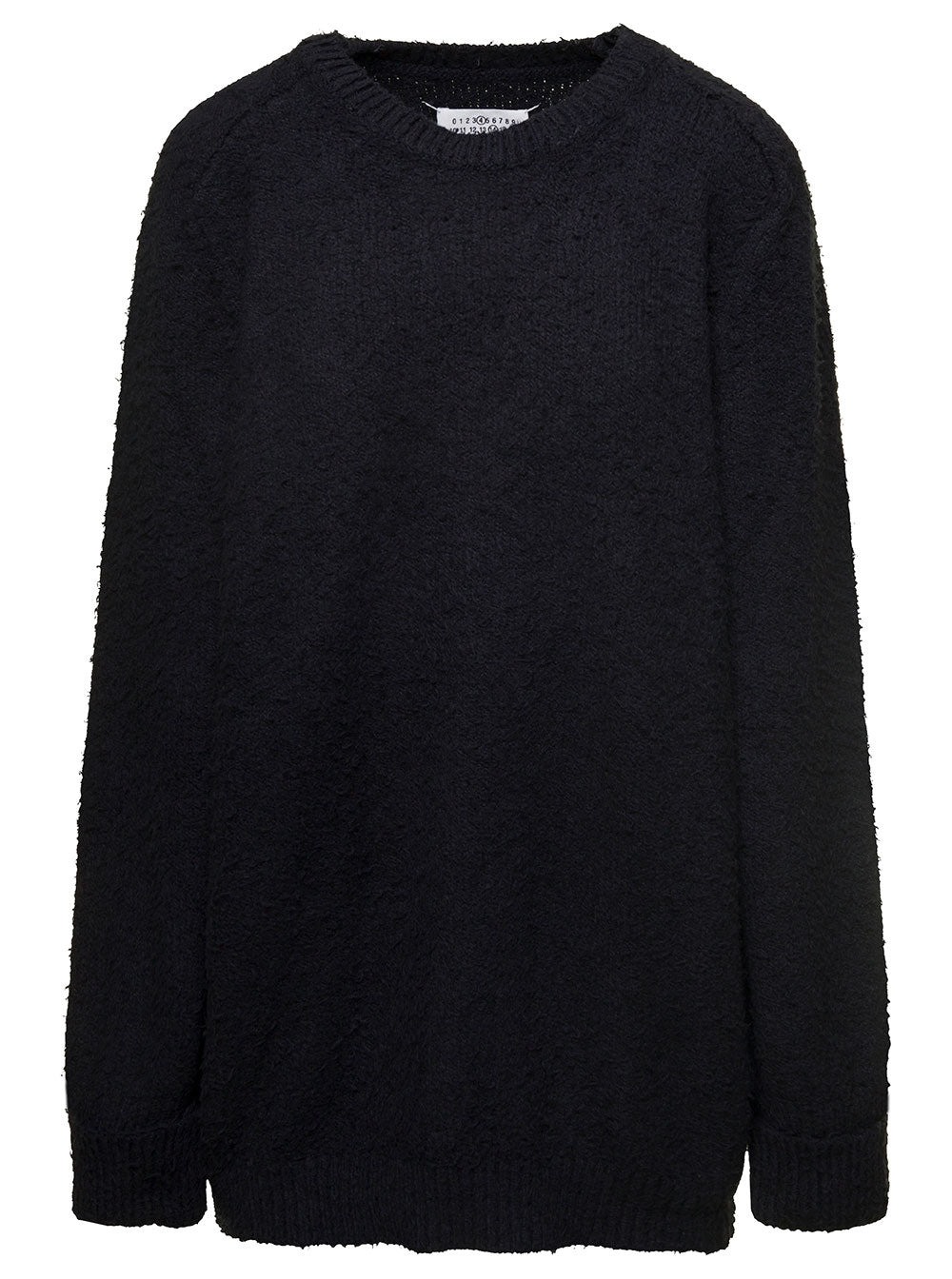 Maison Margiela Women Oversized Black Sweater With Ribbed Trim In Cotton Blend Woman - 1