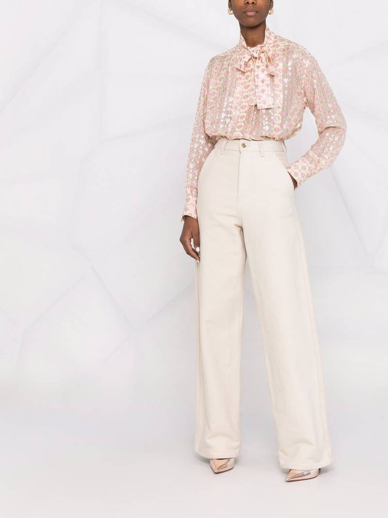 Golden Goose pussy-bow collar jacquard blouse outlook