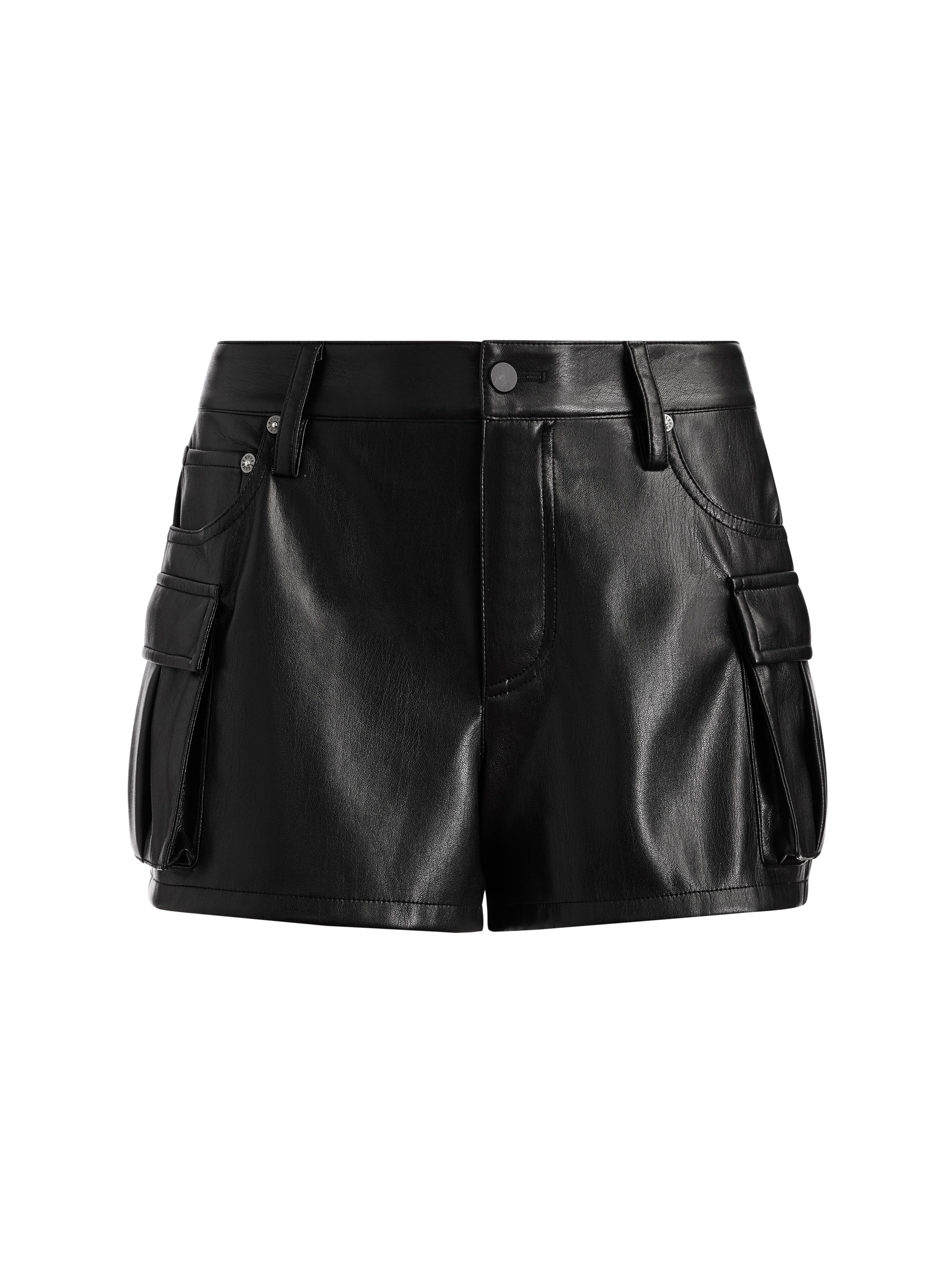 CAY LOW RISE VEGAN LEATHER CARGO SHORT - 1