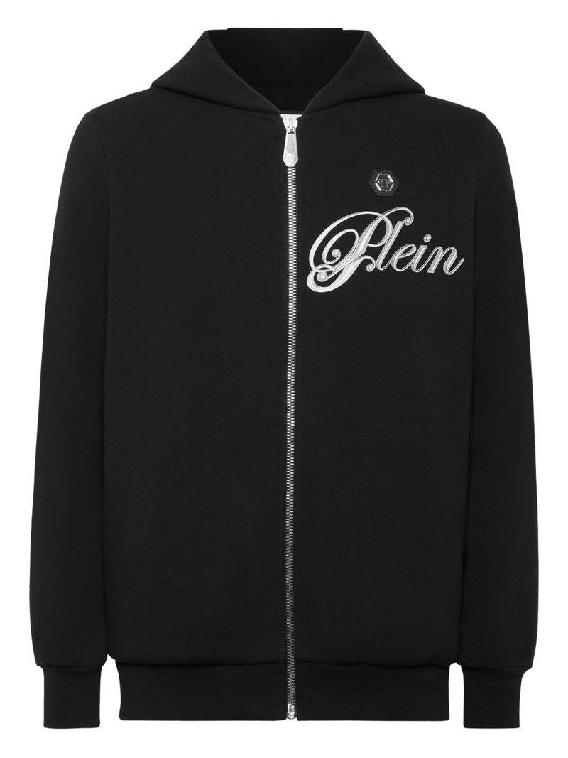 crystal-embellished skull hoodie 1