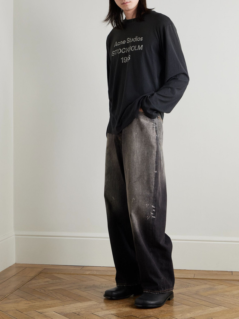 Acne Studios 2023 Paint-Splattered Distressed Wide-Leg Jeans Black outlook