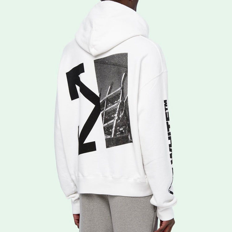 Off-White Split Arrows Hooded Fleece Men White OMBB037E19D250100110 - 8
