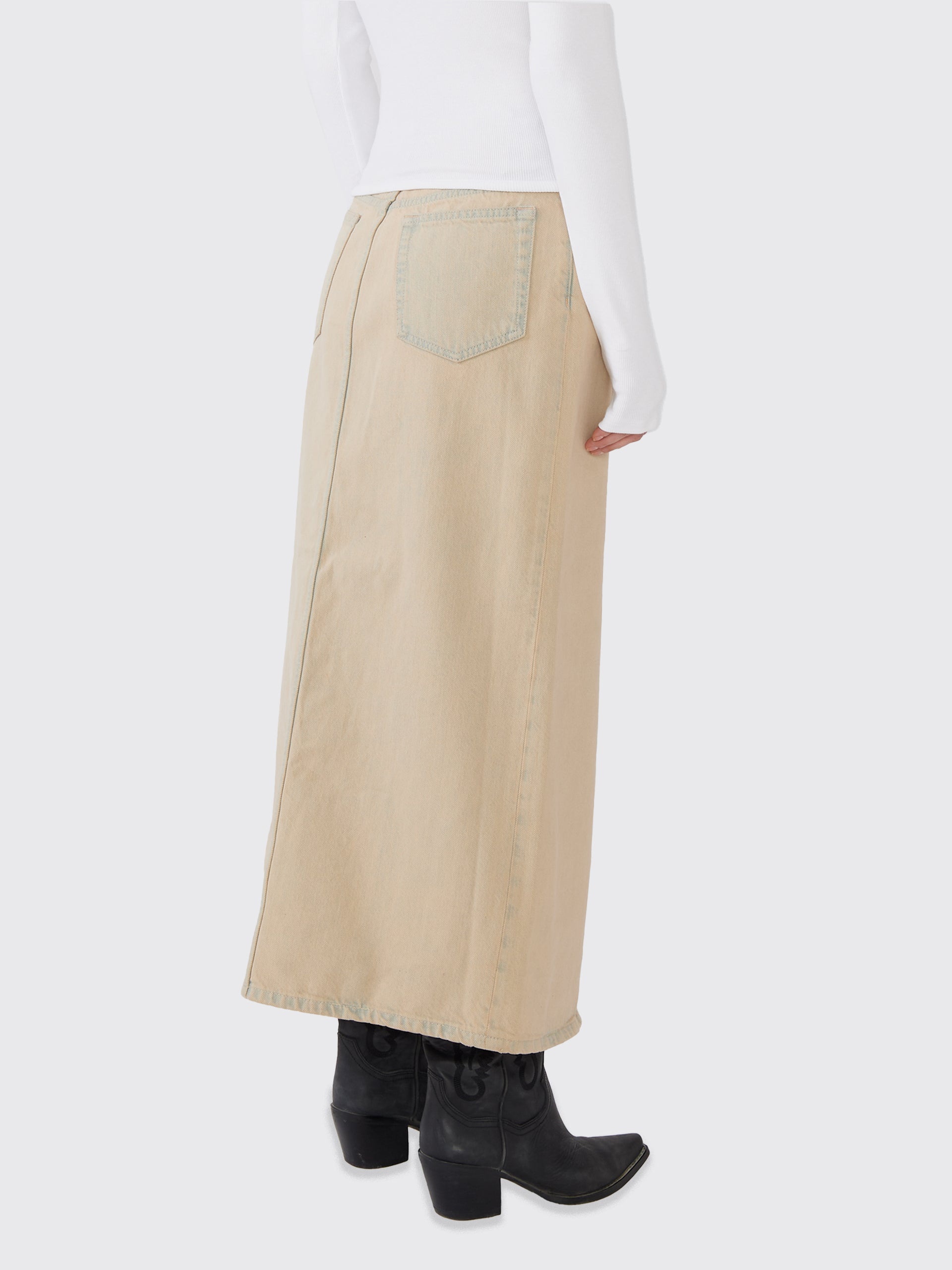 Long Slit Denim Skirt - 3