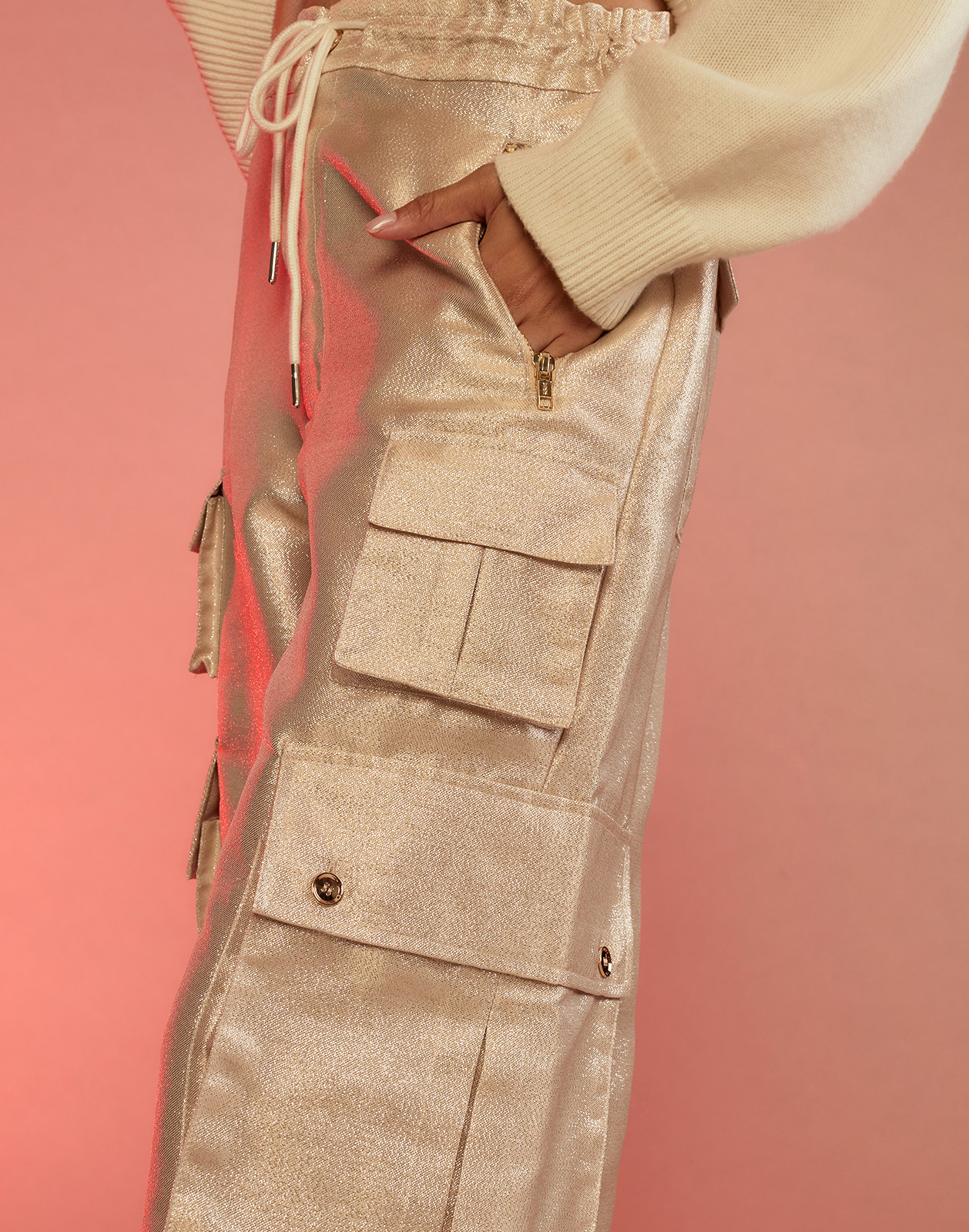 Metallic Cargo Pants - 4