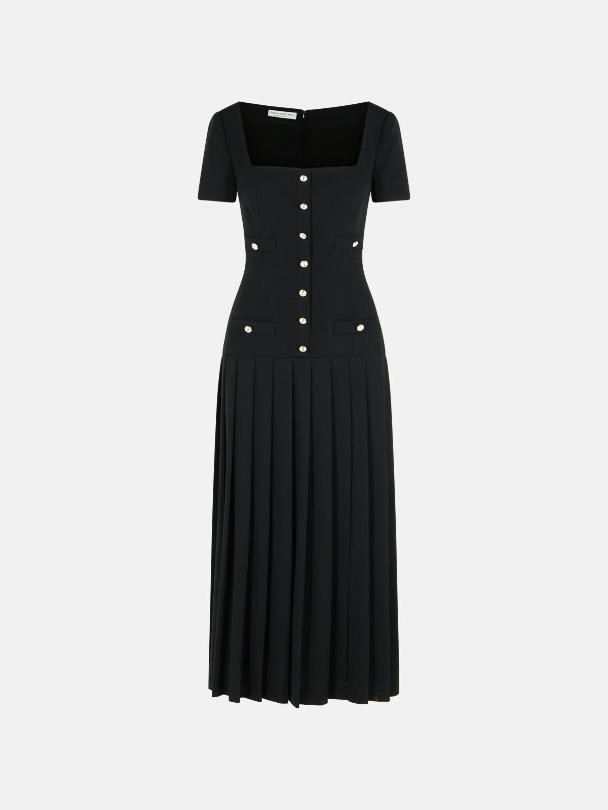 BLACK VIRGIN WOOL DRESS - 1