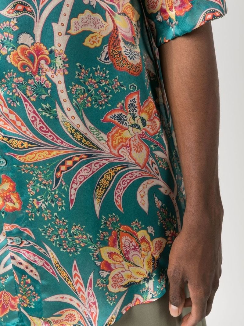 floral paisley-print silk shirt - 5