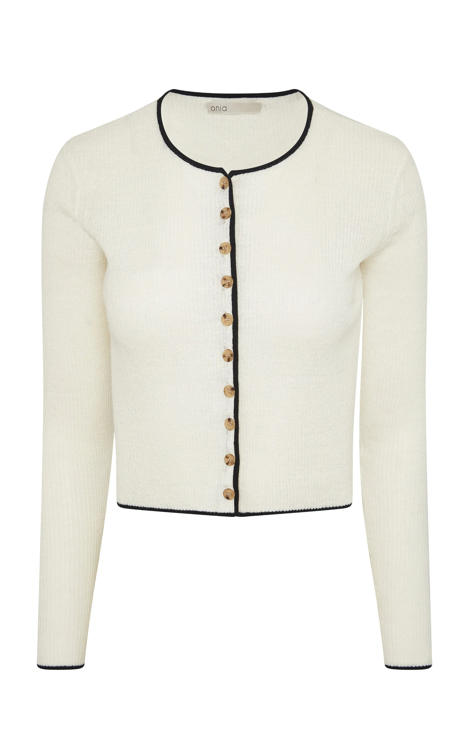 Linen Rib Cardigan black/white - 1