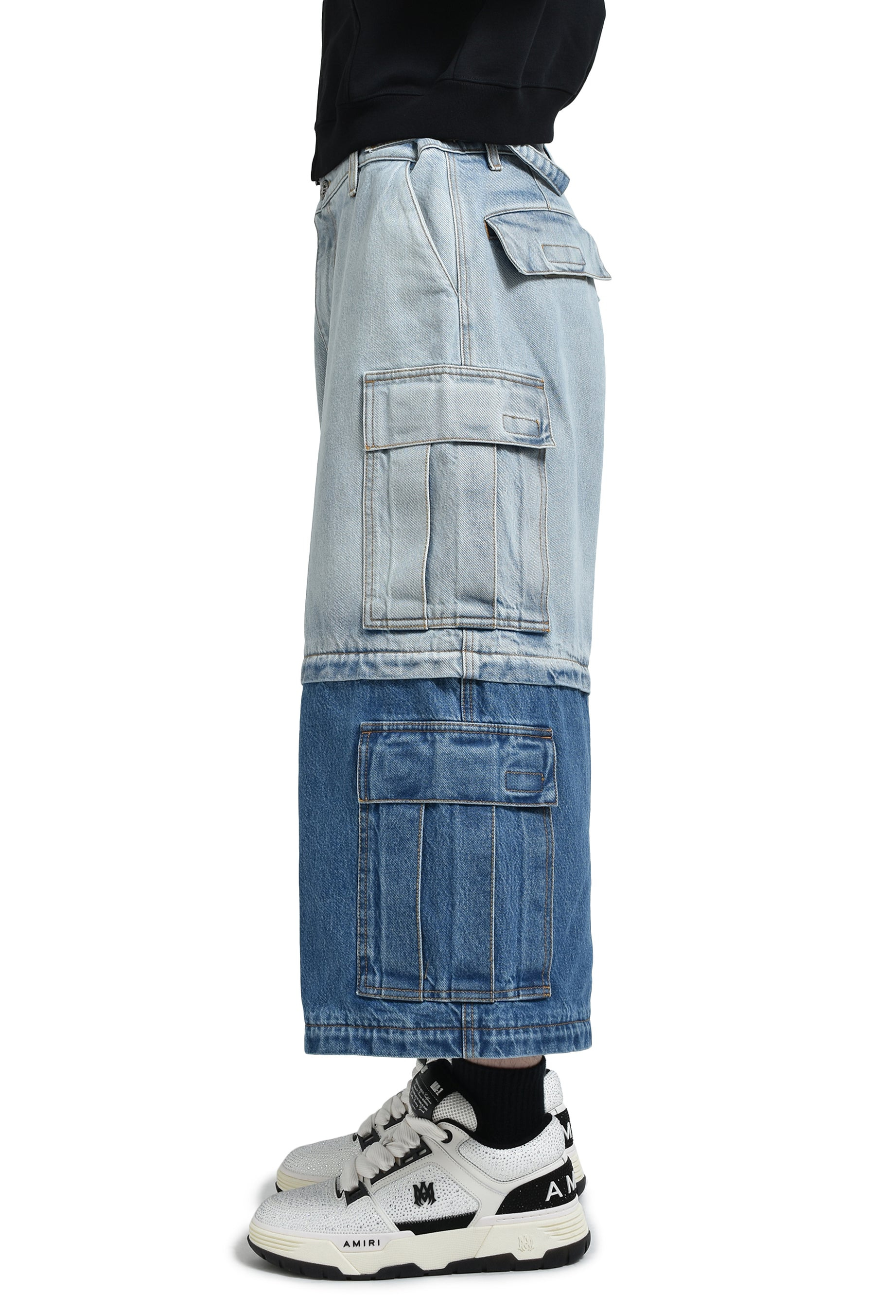DECONSTRUCTED TRIPLE CARGO PANTS / L.BLU/MID BLU/BLK - 7