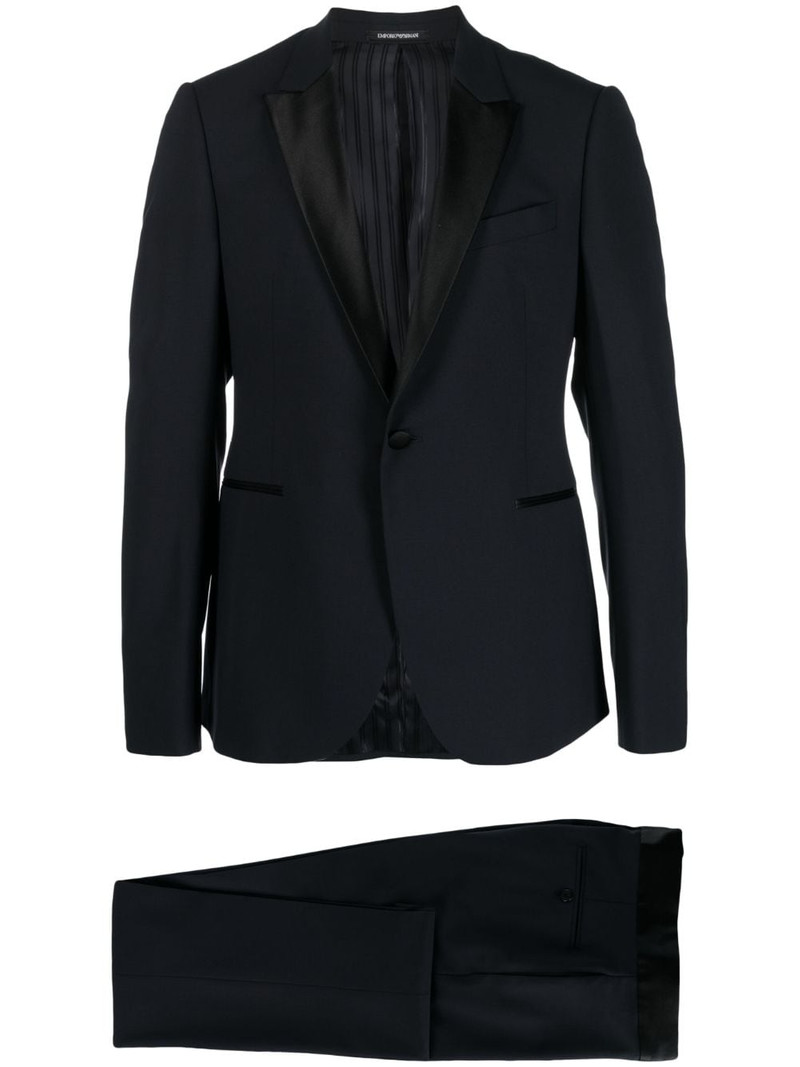 satin-trim single-breasted blazer 1