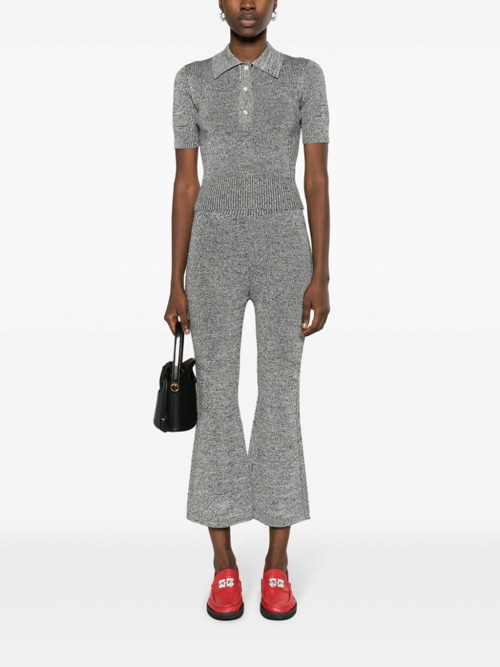 mÃ©lange cropped flared trousers - 2